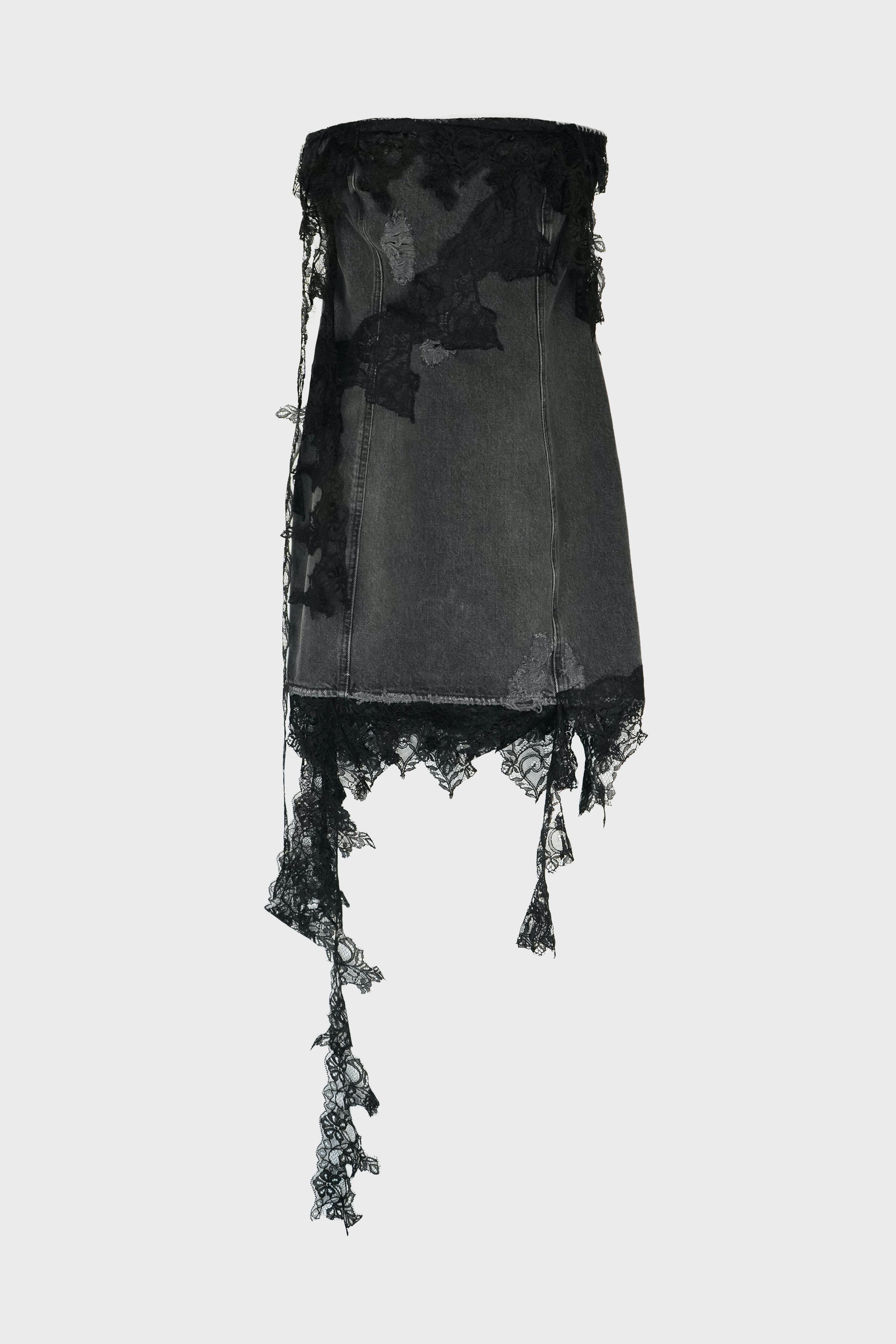 MINI DENIM DRESS WITH LACE