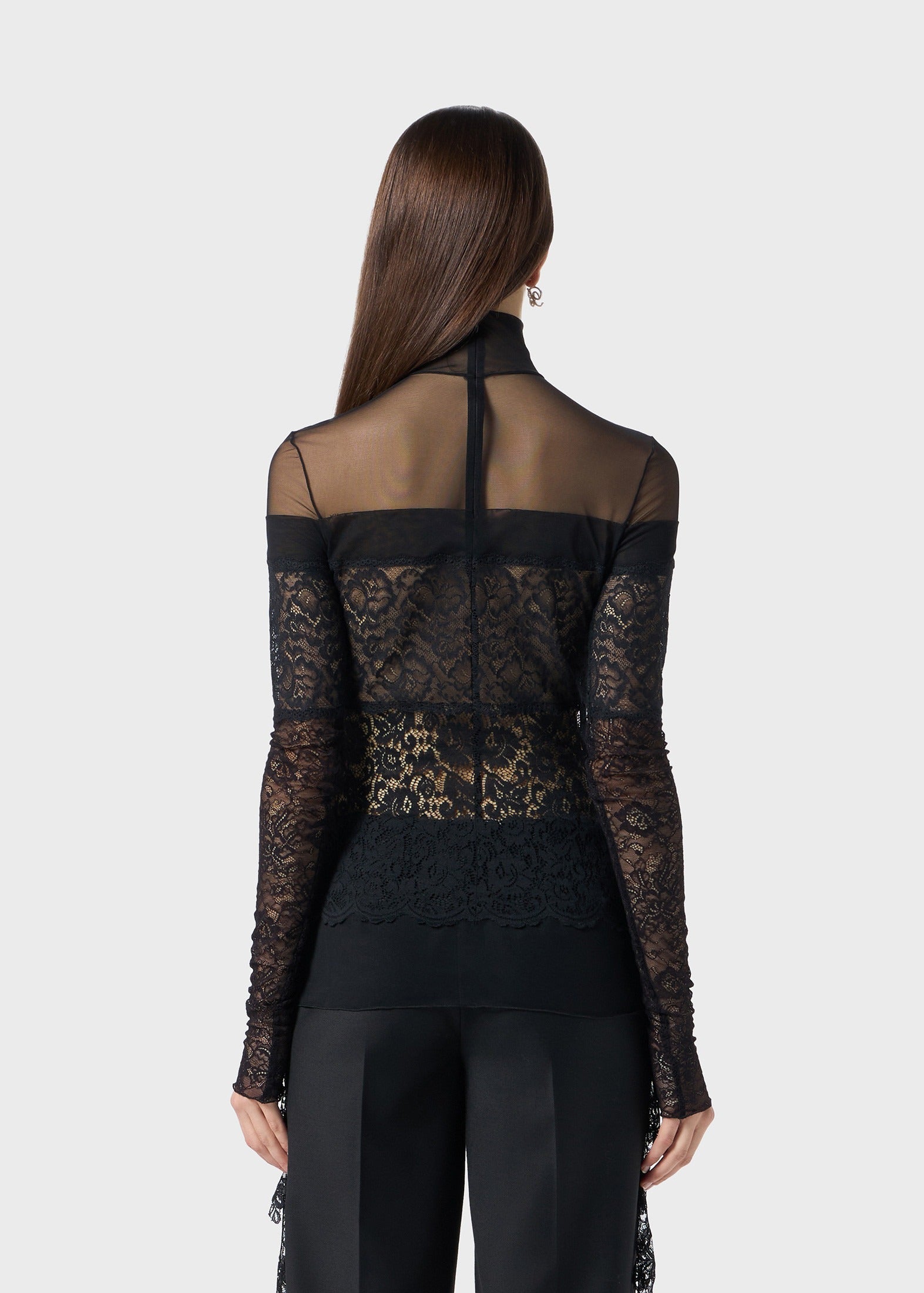 TULLE BLOUSE WITH SCALLOPED LACE