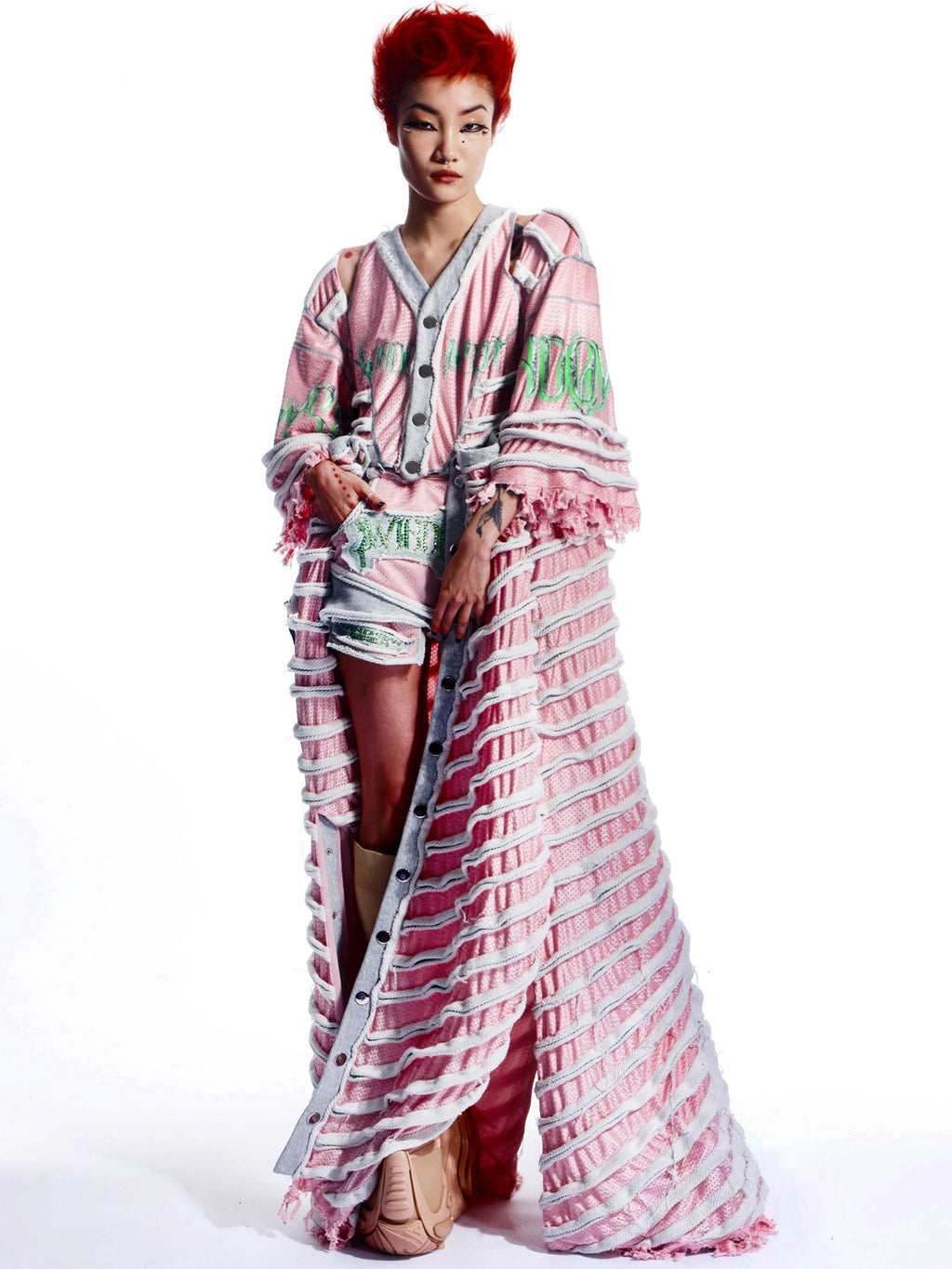 MESH STRIPED BOXING ROBE