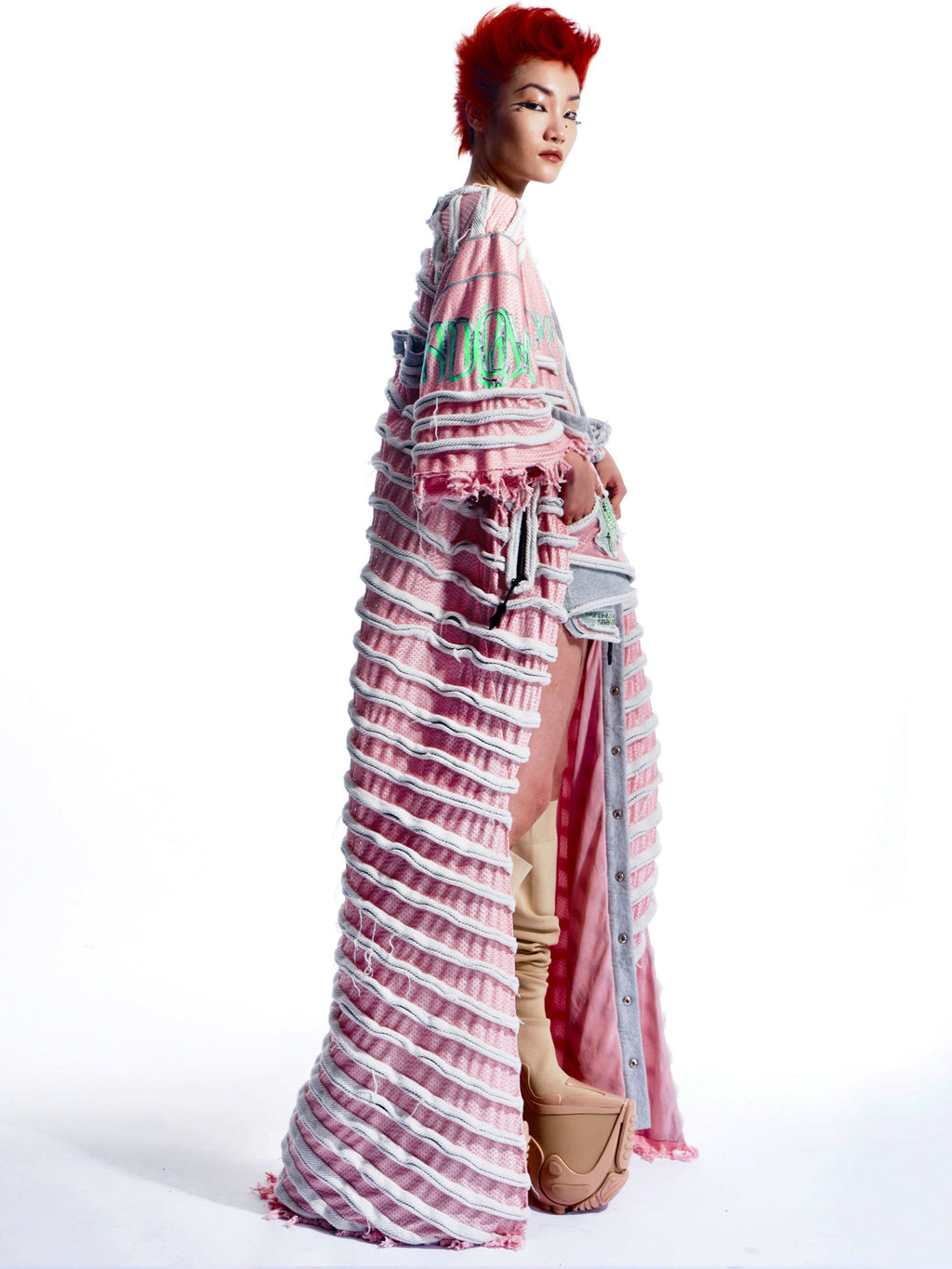 MESH STRIPED BOXING ROBE