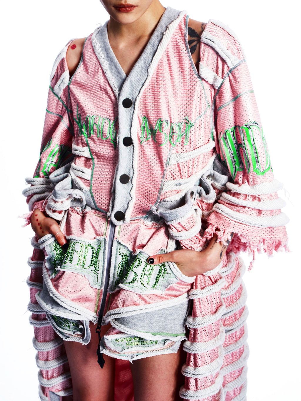 MESH STRIPED BOXING ROBE