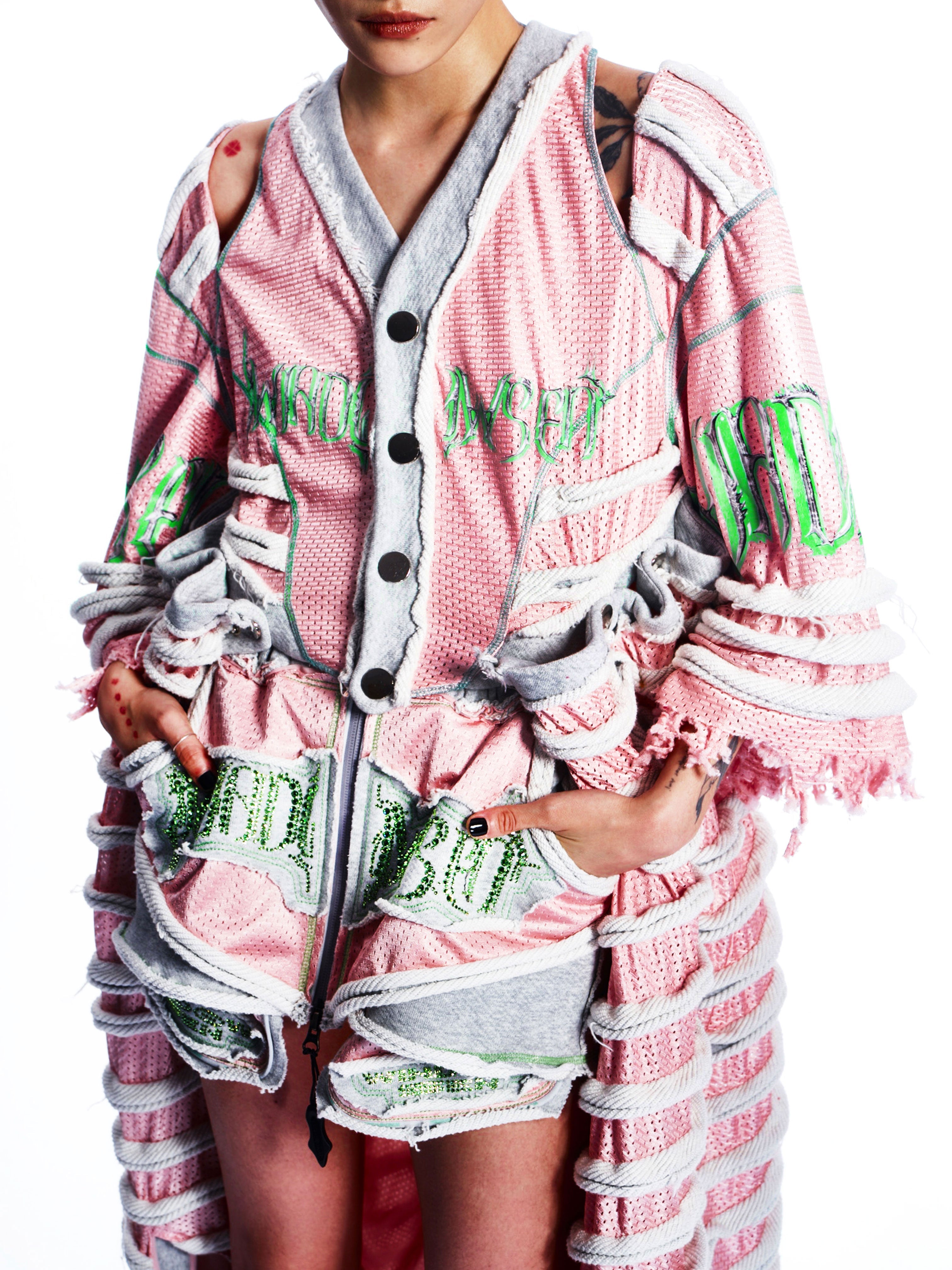 MESH STRIPED BOXING ROBE