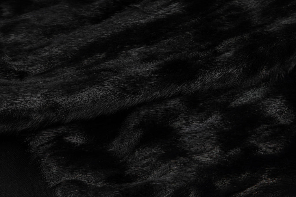 BLACK UNISEX REVERSIBLE MINK FUR BOMBER W/ LOGO