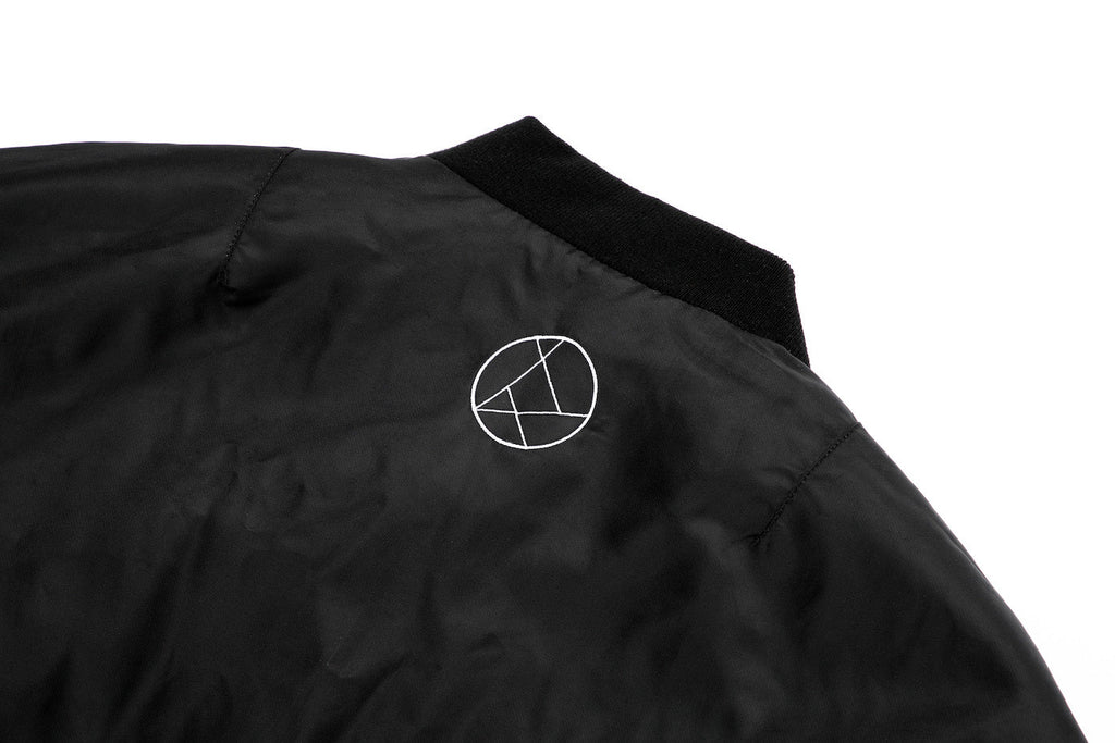 BLACK UNISEX REVERSIBLE MINK FUR BOMBER W/ LOGO