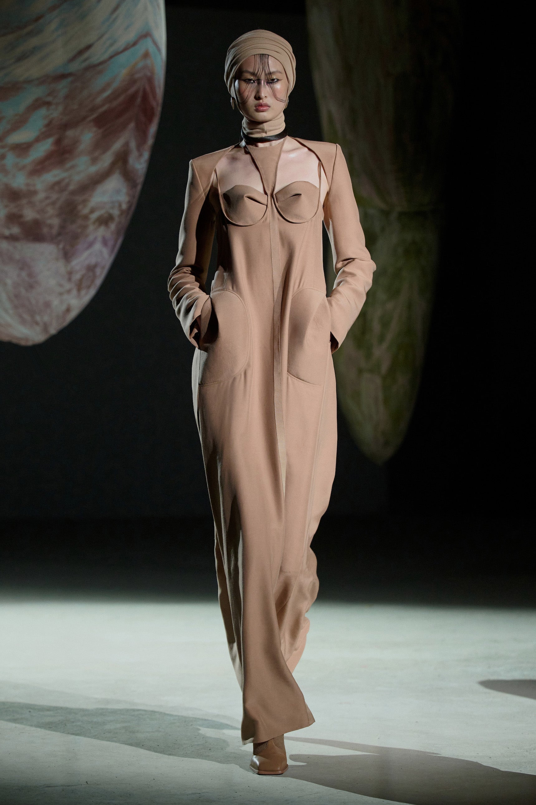 SOFT SHELL HALTER DRESS SHELL PINK