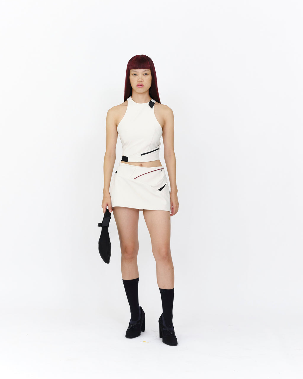 CINCHED HALTER TOP IVORY