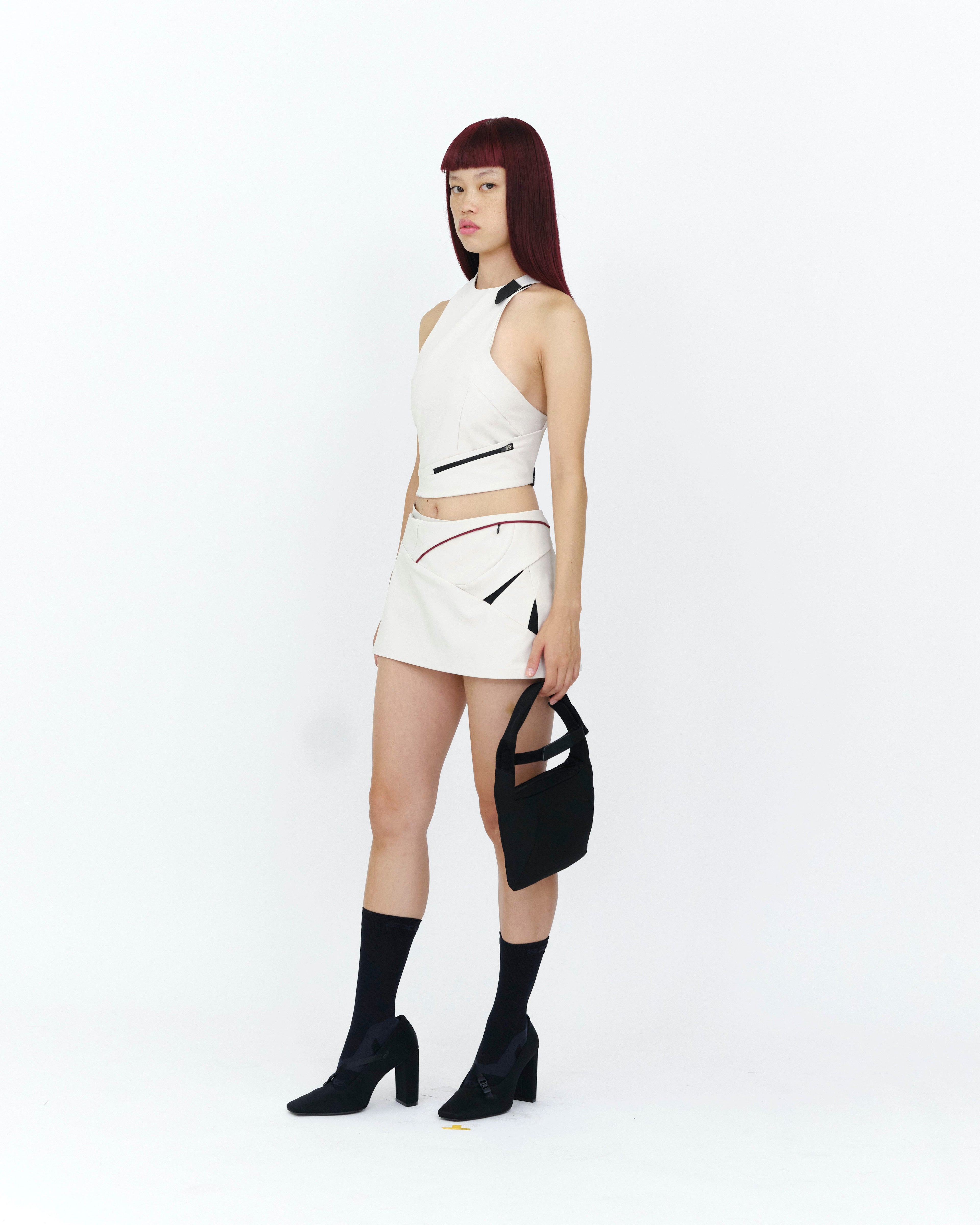 CINCHED HALTER TOP IVORY