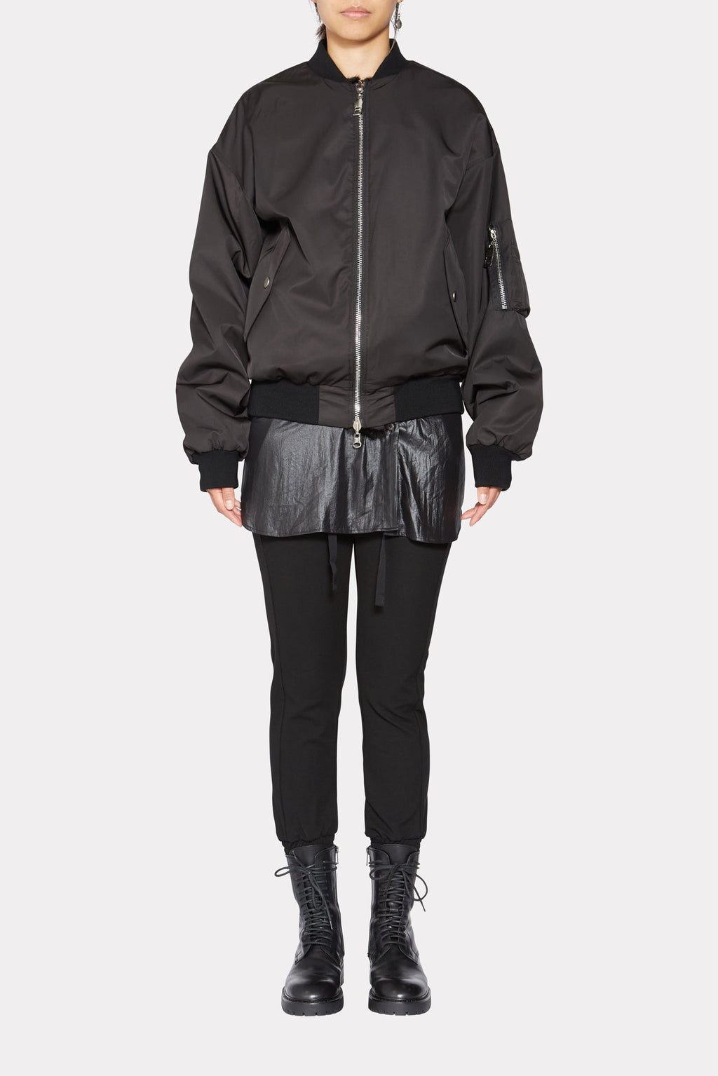 BLACK UNISEX REVERSIBLE MINK FUR BOMBER W/O LOGO