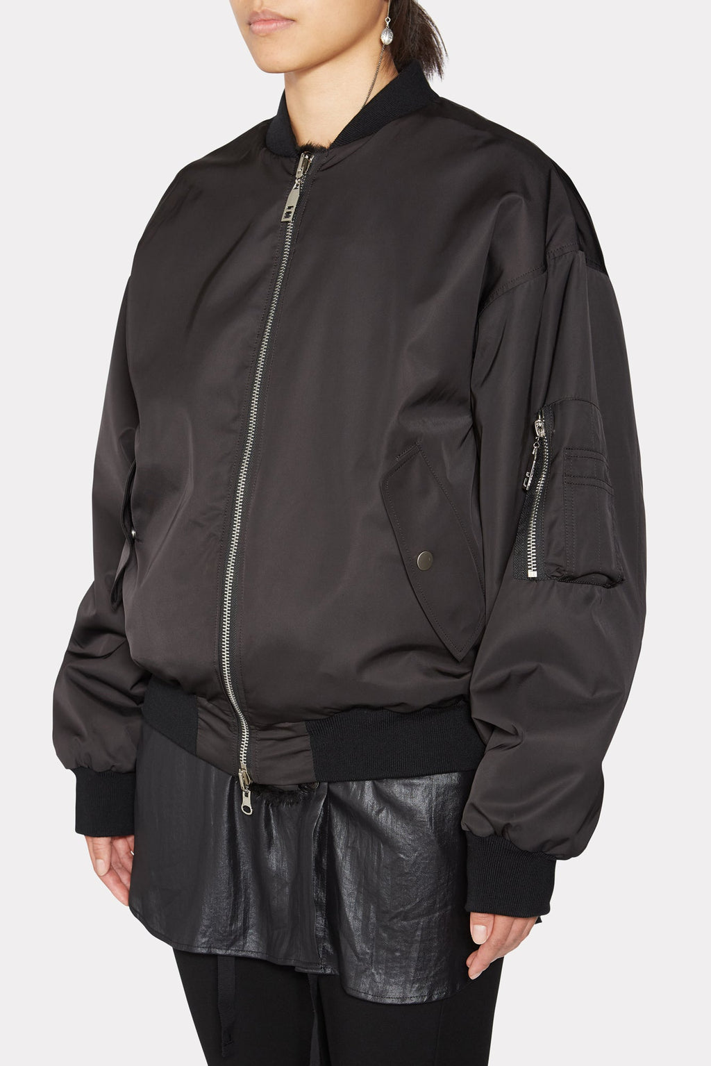 BLACK UNISEX REVERSIBLE MINK FUR BOMBER W/O LOGO