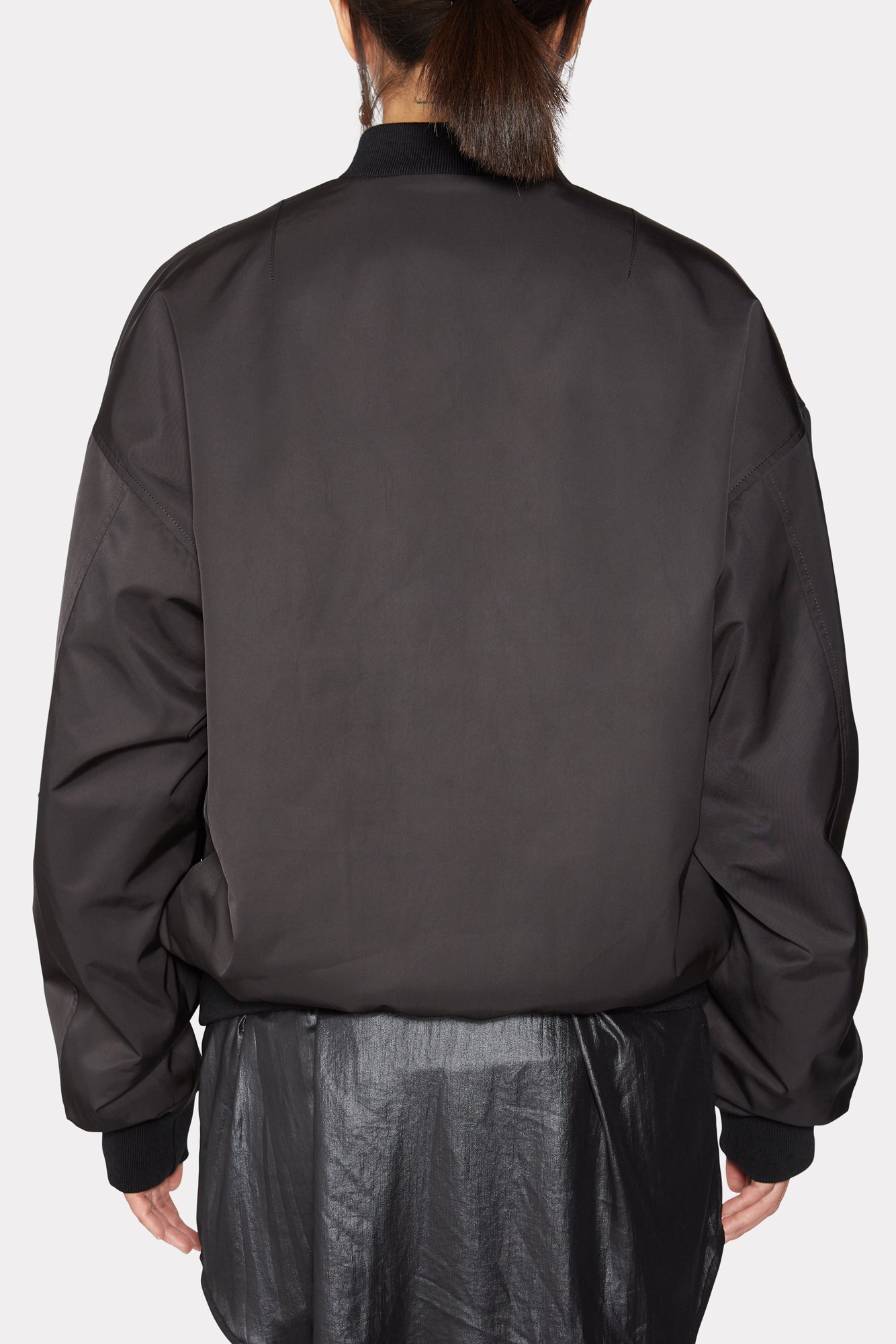 BLACK UNISEX REVERSIBLE MINK FUR BOMBER W/O LOGO