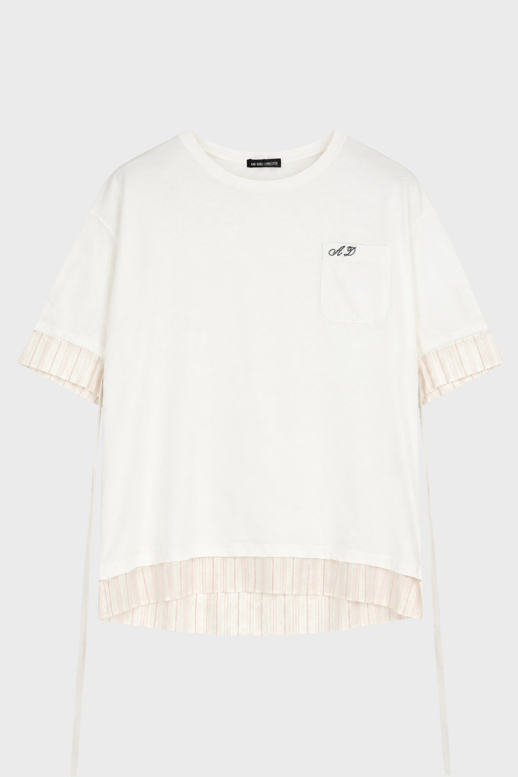 ALI RELAX FIT BOXY T-SHIRT WITH CONTRAST EDGE AND MONOGRAM EMBROIDERY IVORY