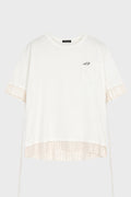 ALI RELAX FIT BOXY T-SHIRT WITH CONTRAST EDGE AND MONOGRAM EMBROIDERY IVORY