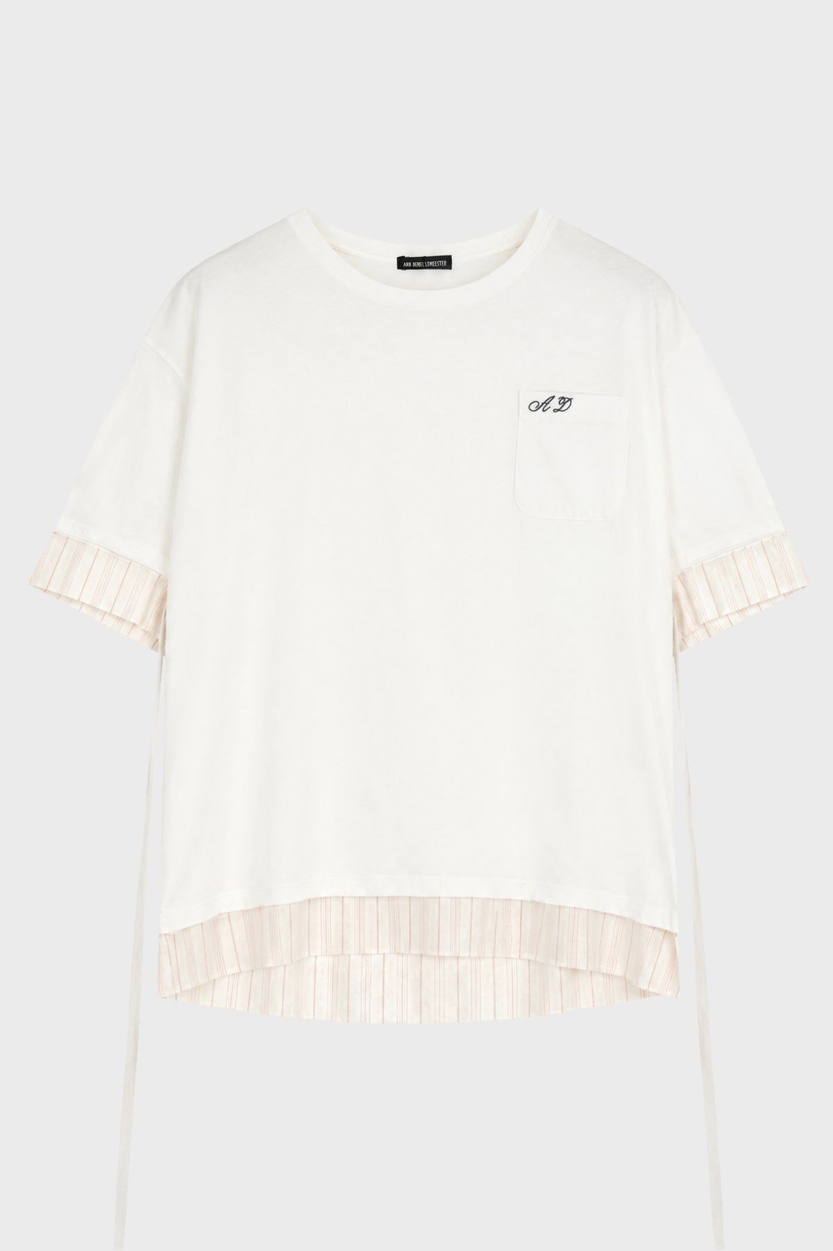 ALI RELAX FIT BOXY T-SHIRT WITH CONTRAST EDGE AND MONOGRAM EMBROIDERY IVORY