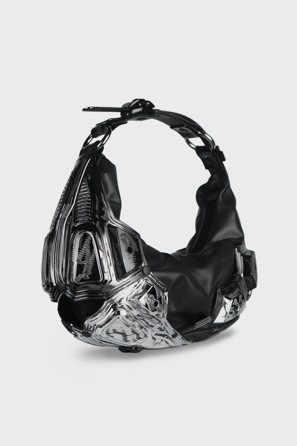 SMALL HALF MOON BAG PATCHWORK BLACK