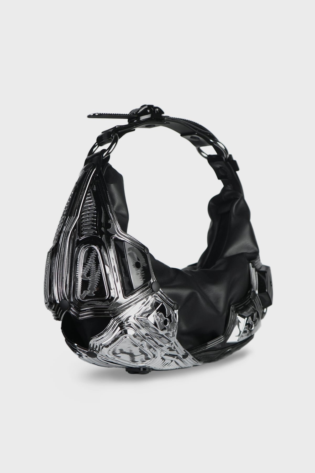 SMALL HALF MOON BAG PATCHWORK BLACK