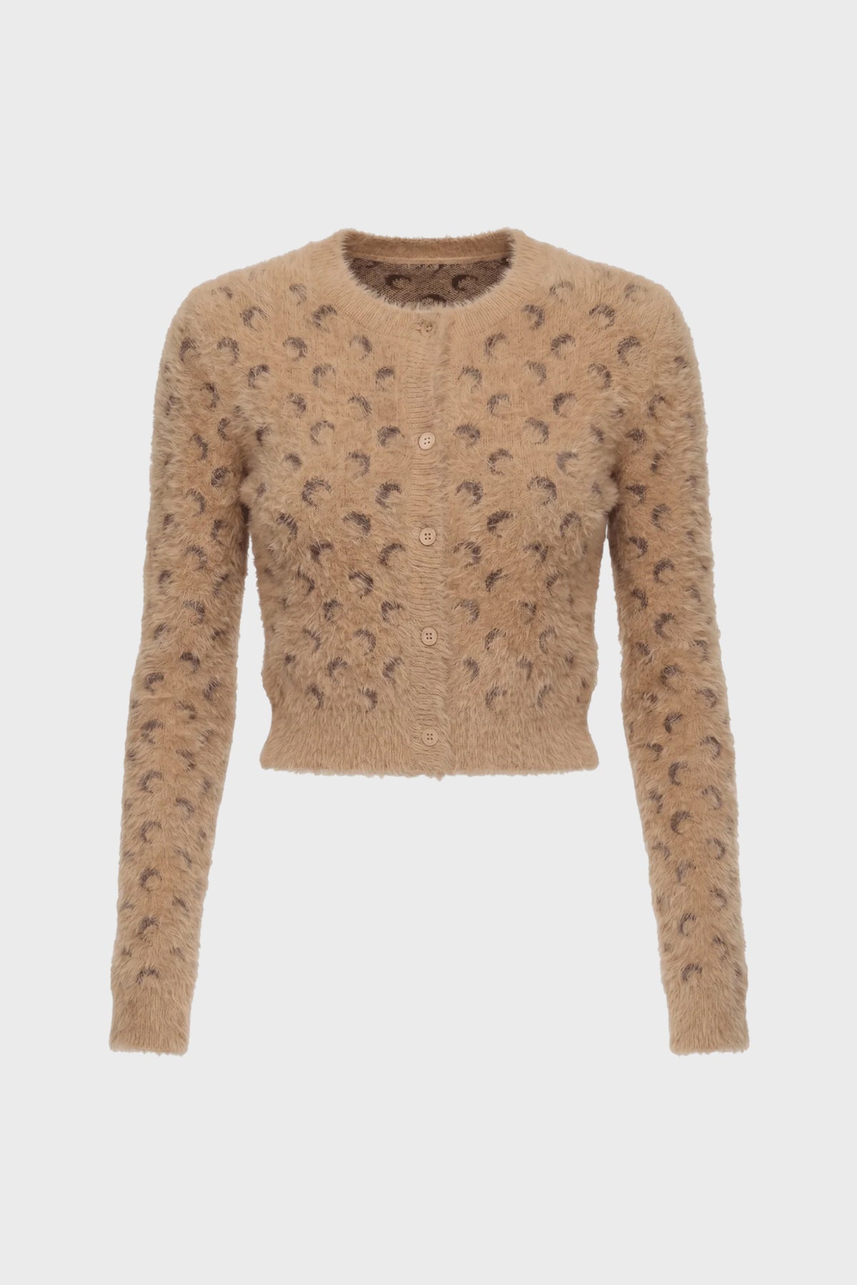 FLUFFY MOON JACQUARD KNIT LS CARDIGAN BEIGE