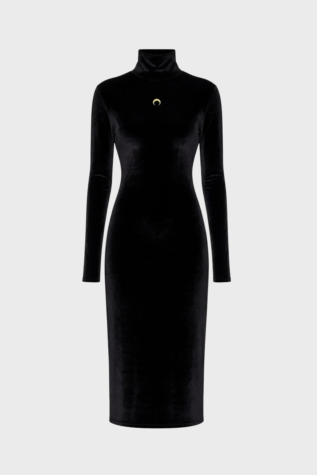 MOON LOGO VELVET FLEECE LONG DRESS BLACK