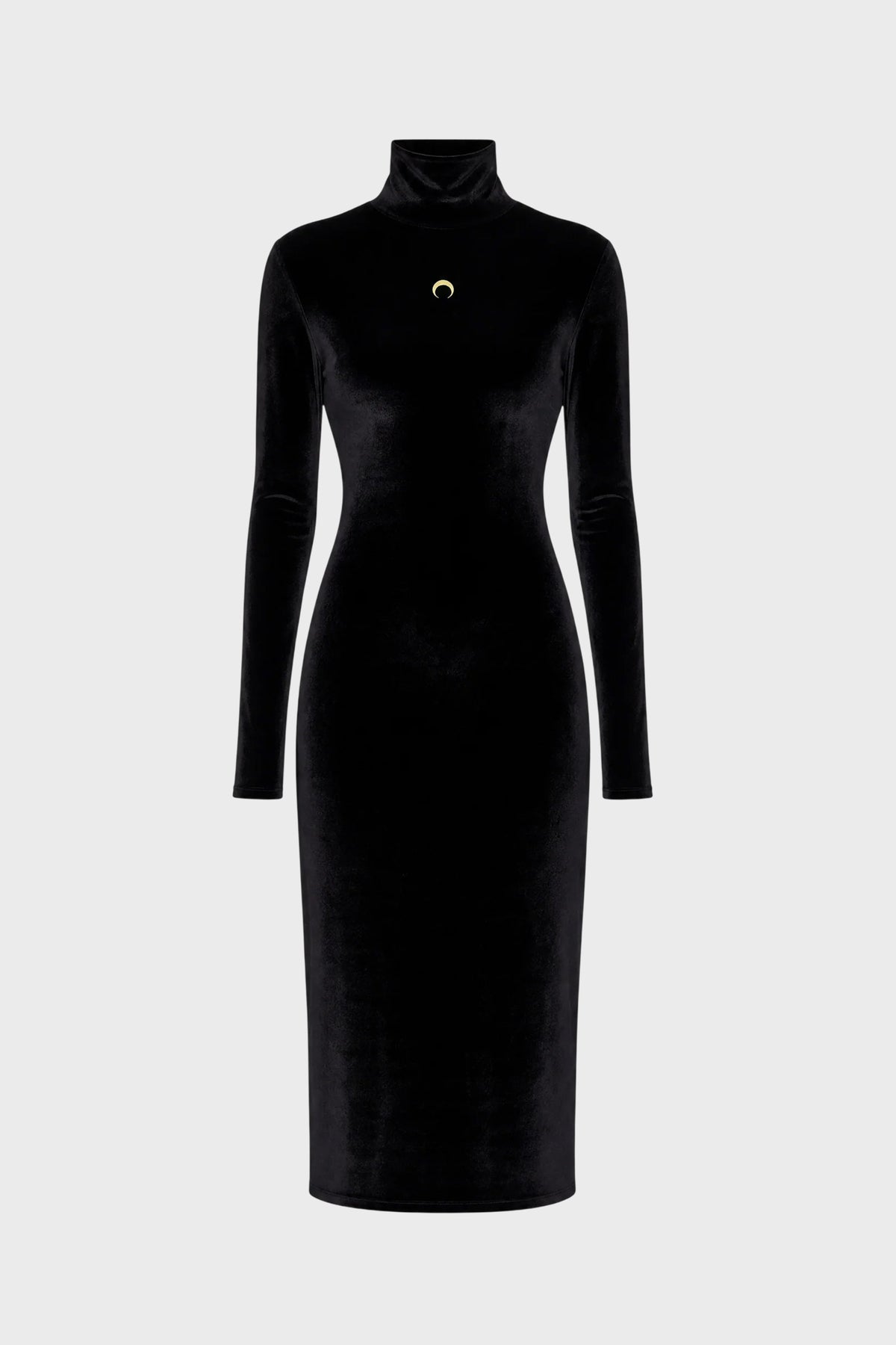 MOON LOGO VELVET FLEECE LONG DRESS BLACK