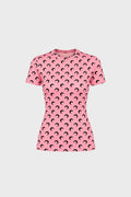 MOON PRINTED JERSEY SHORT SLEEVE CREWNECK TOP PINK