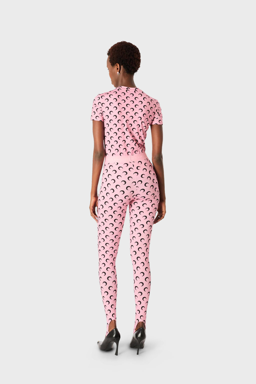 MOON PRINTED JERSEY SHORT SLEEVE CREWNECK TOP PINK