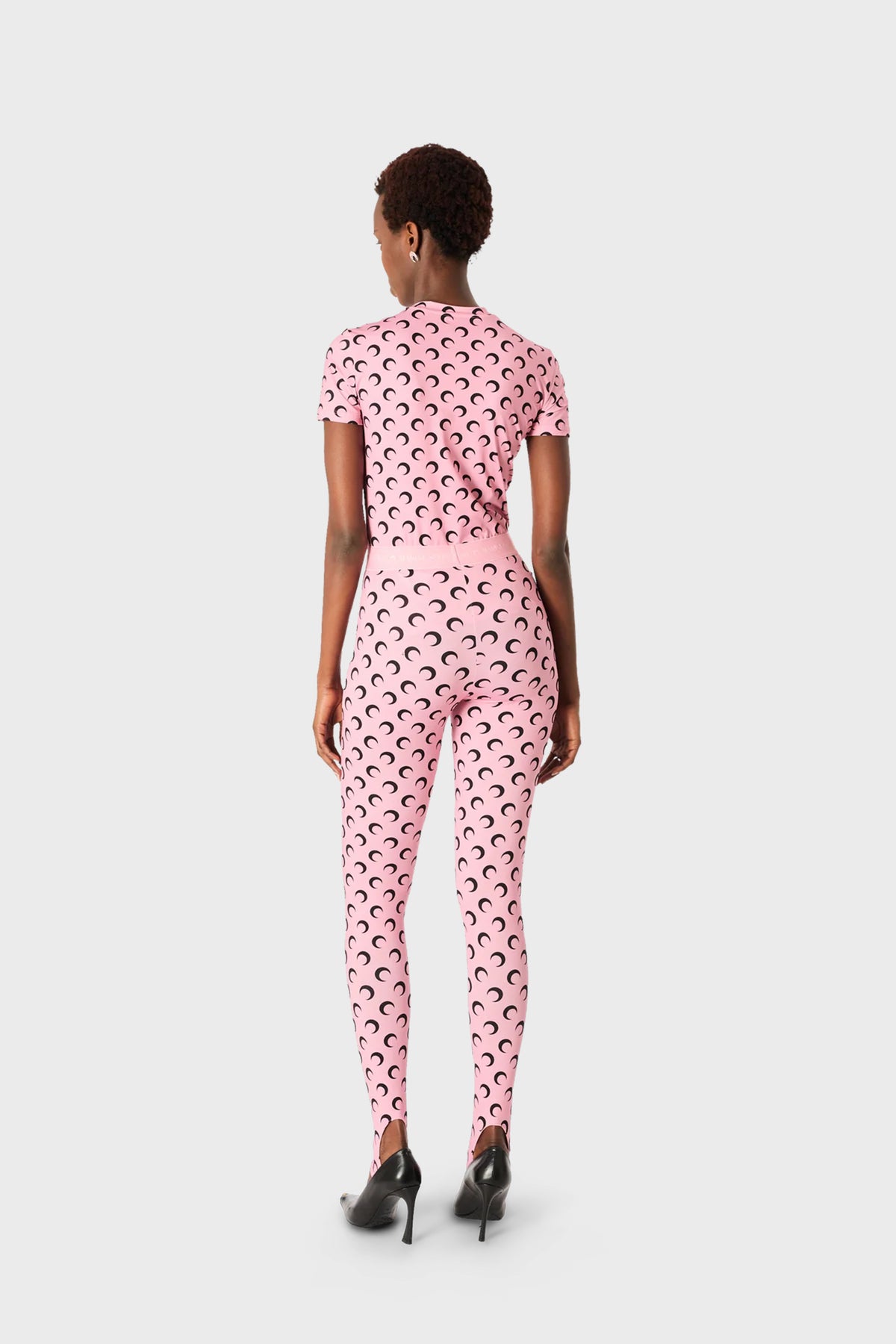 MOON PRINTED JERSEY SHORT SLEEVE CREWNECK TOP PINK