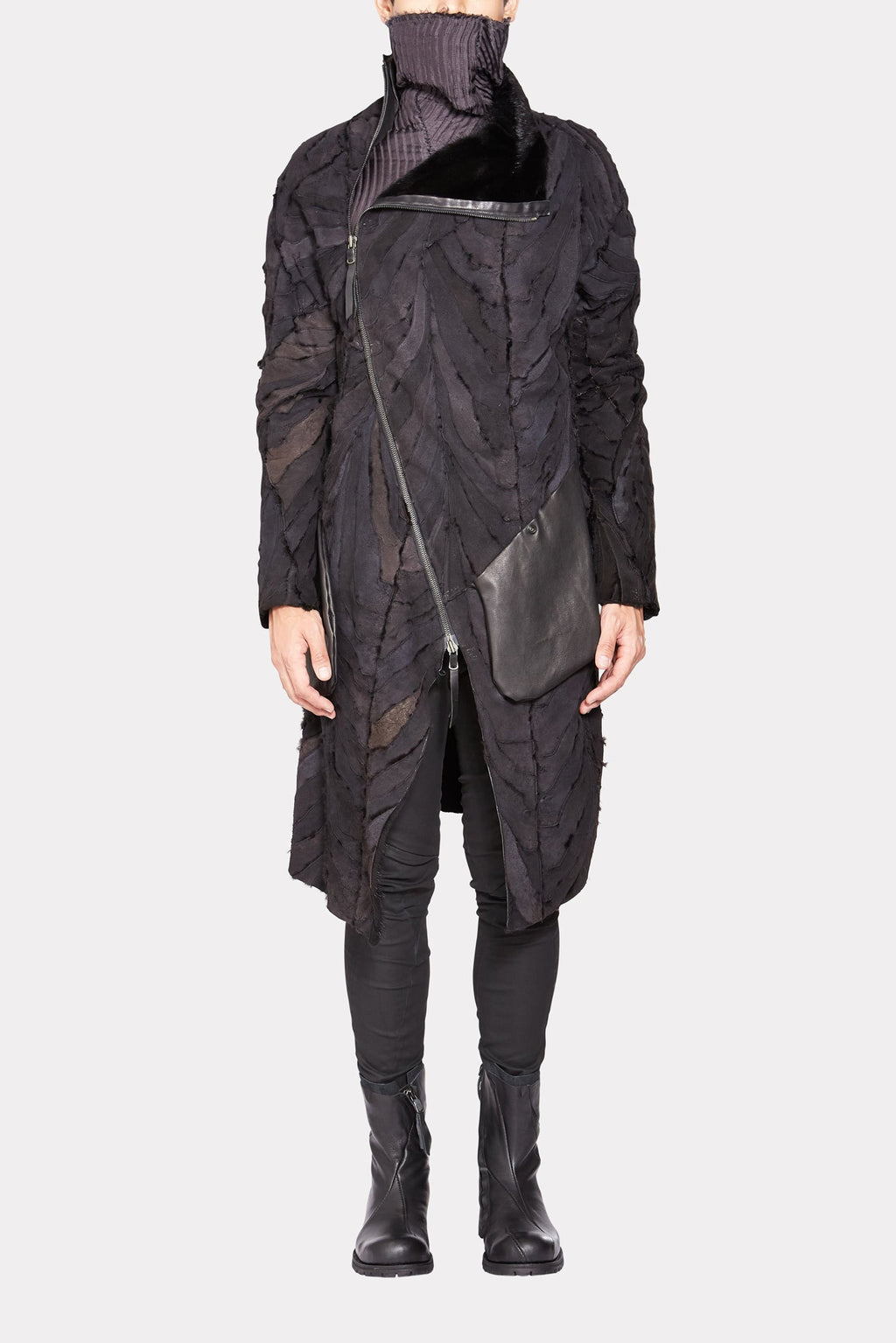 Double Layered Nettle Jacket with Real Mink Fur