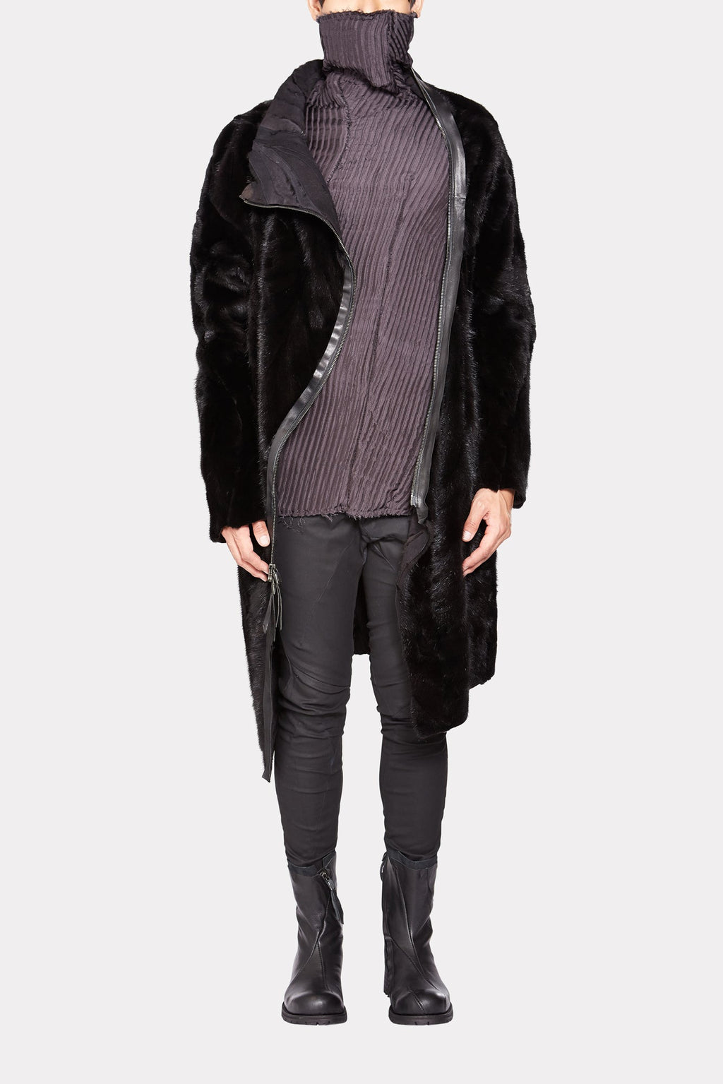 Double Layered Nettle Jacket with Real Mink Fur