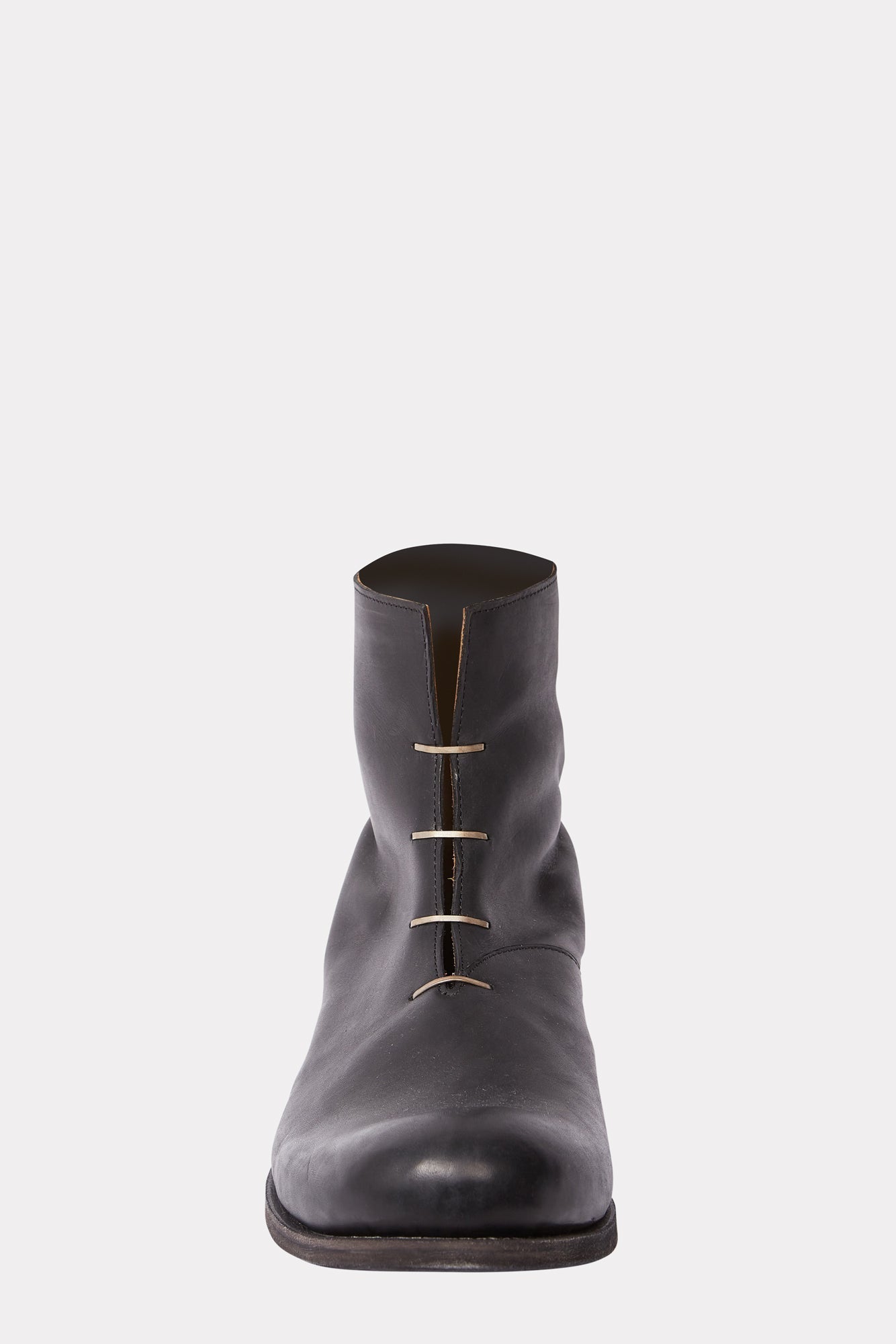 Back zip multiple silver staples short boots