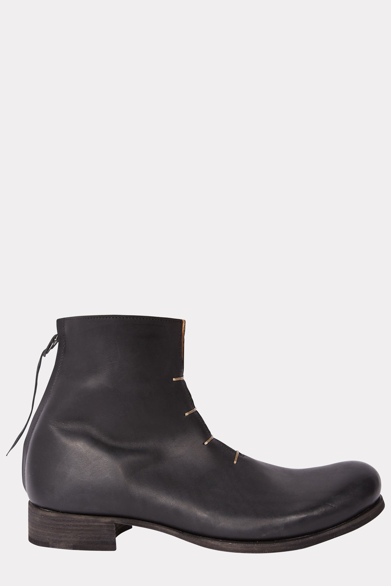 Back zip multiple silver staples short boots