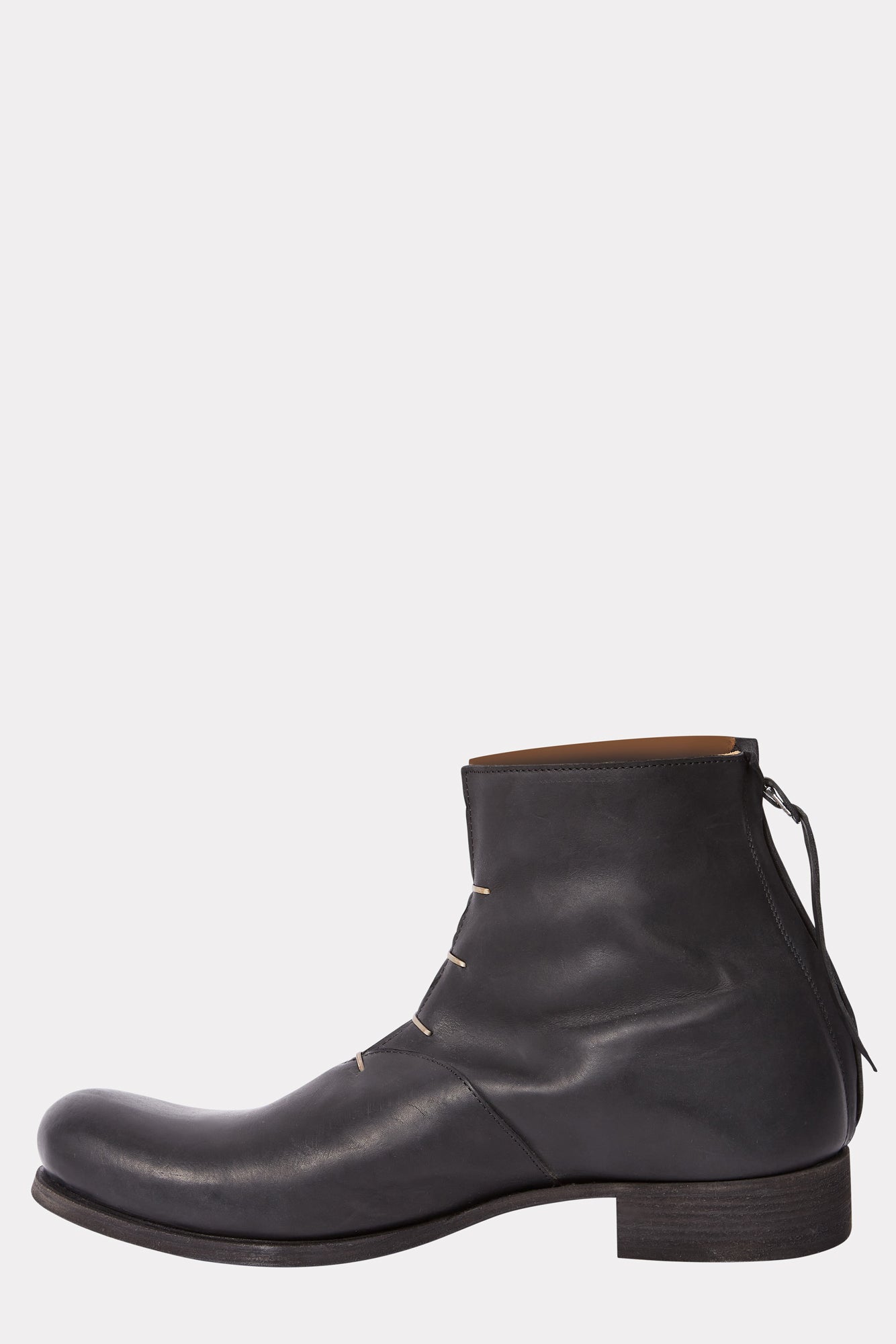 Back zip multiple silver staples short boots
