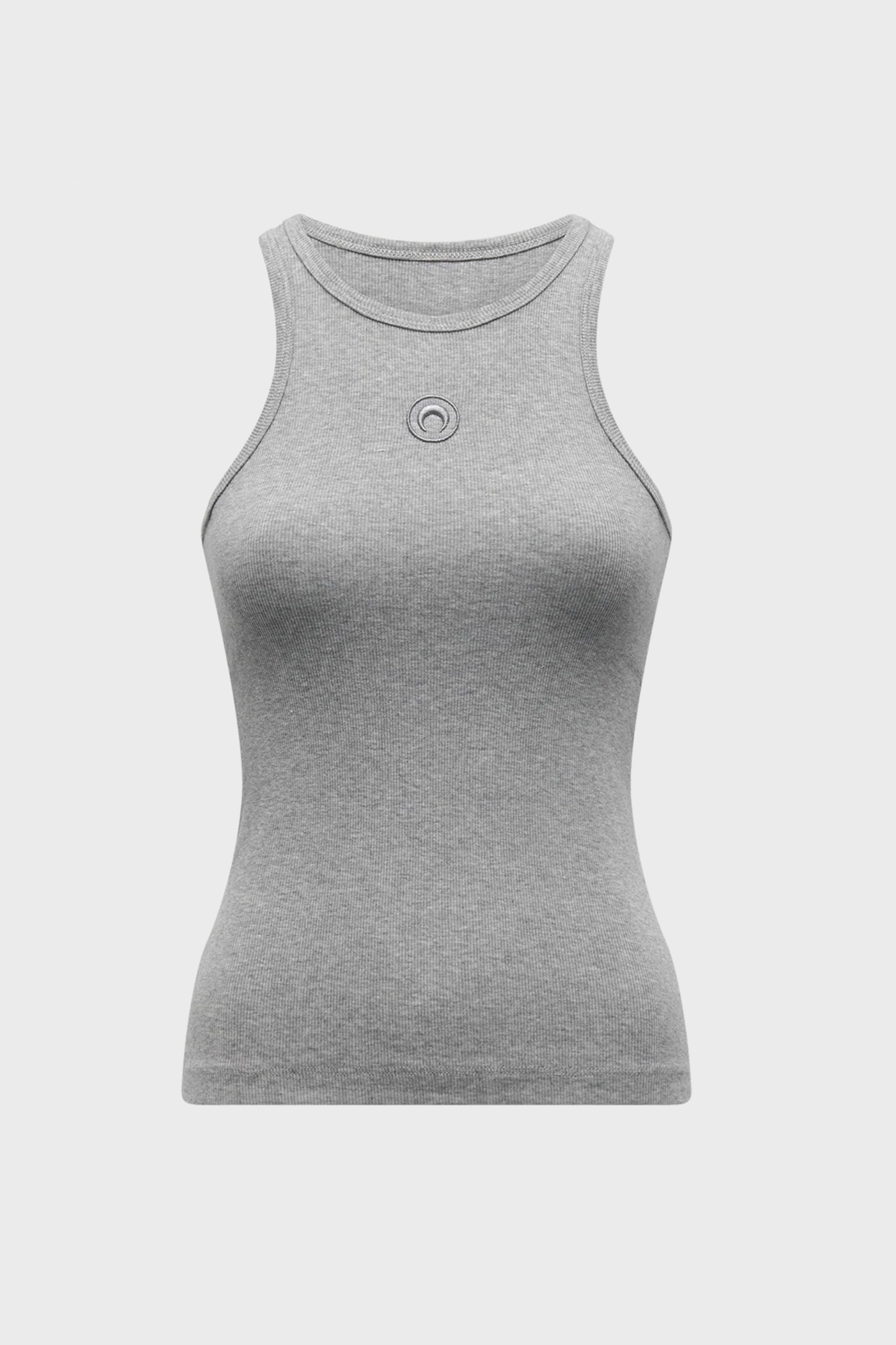 MOON LOGO RIBBED JERSEY TANK TOP GREY