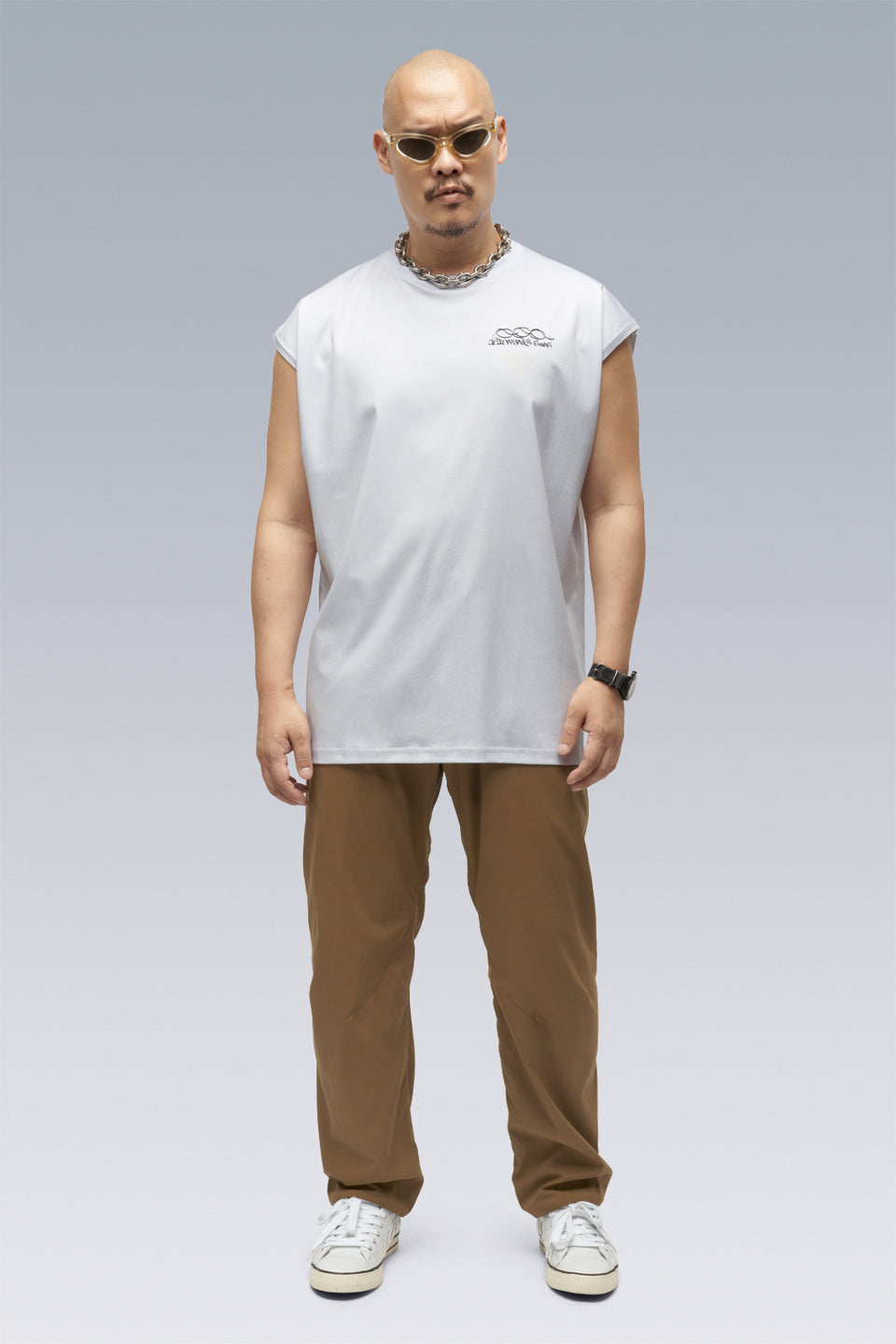 S25-PR-A 100% Cotton Mercerized Sleeveless T-shirt - White