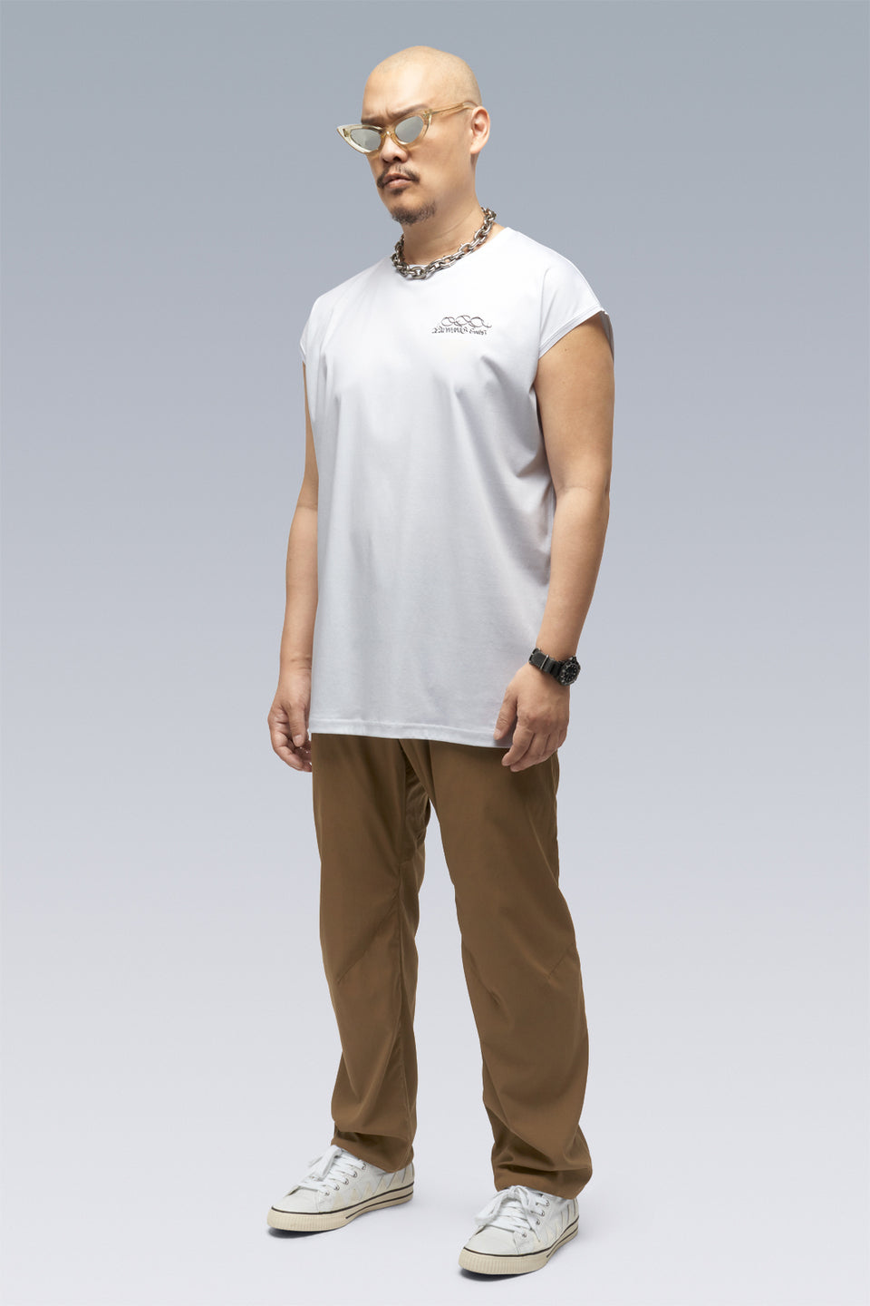 S25-PR-A 100% Cotton Mercerized Sleeveless T-shirt - White