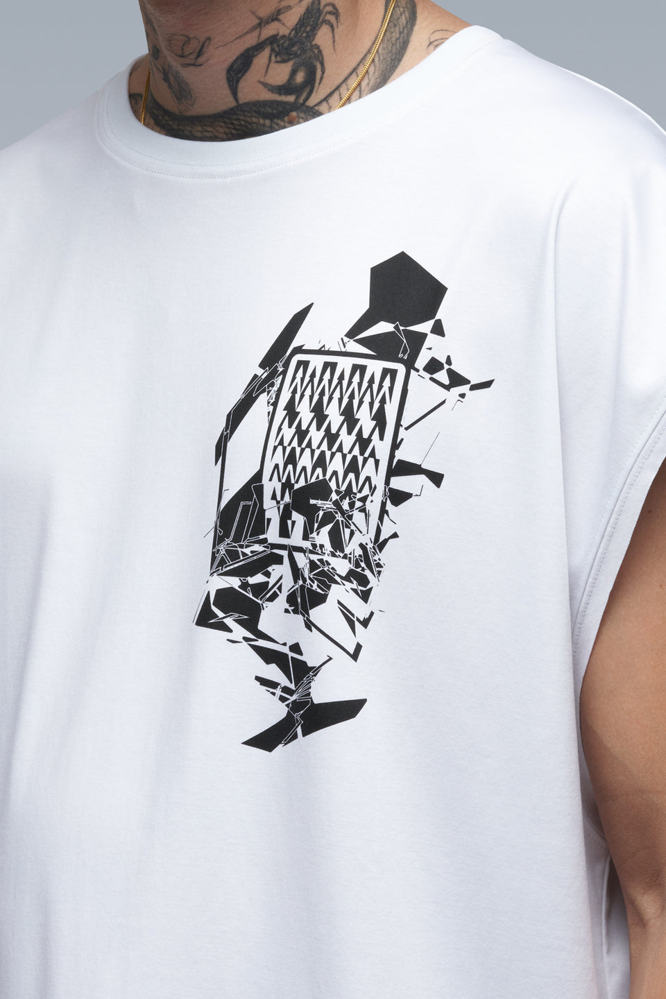 S25-PR-B 100% Cotton Mercerized Sleeveless T-shirt - White