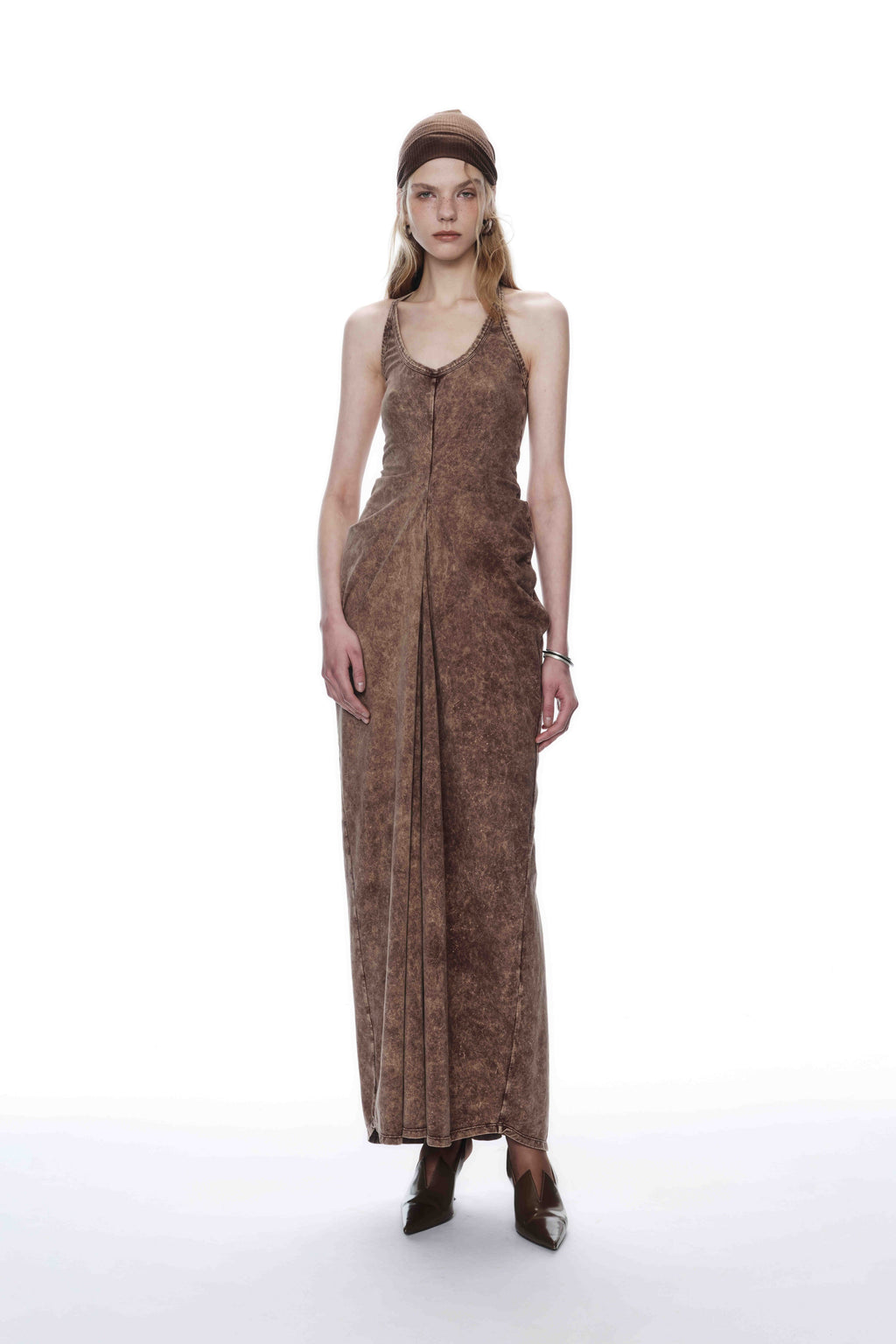 KNITTED SLIM-FIT DRAPED DRESS