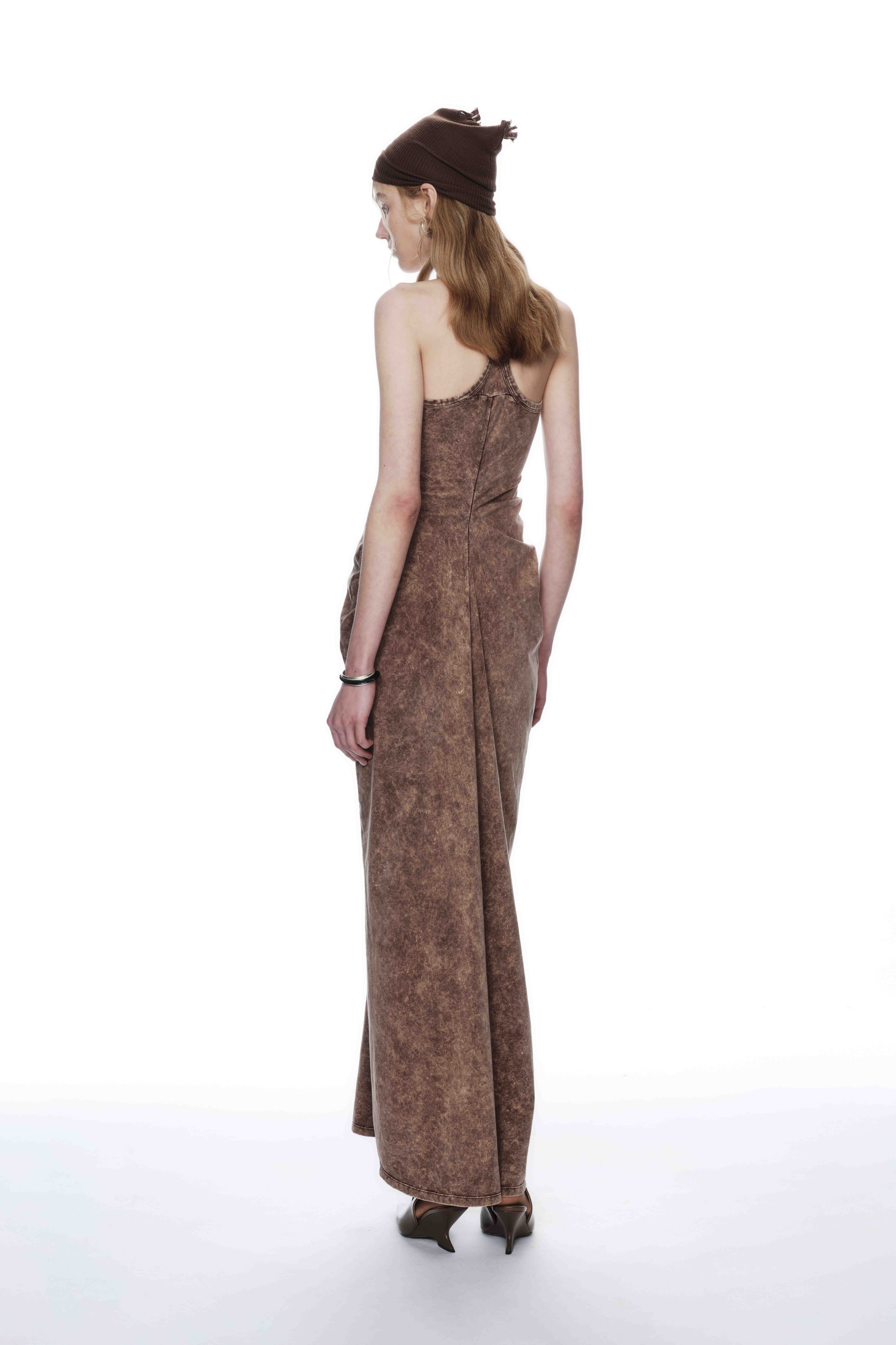 KNITTED SLIM-FIT DRAPED DRESS