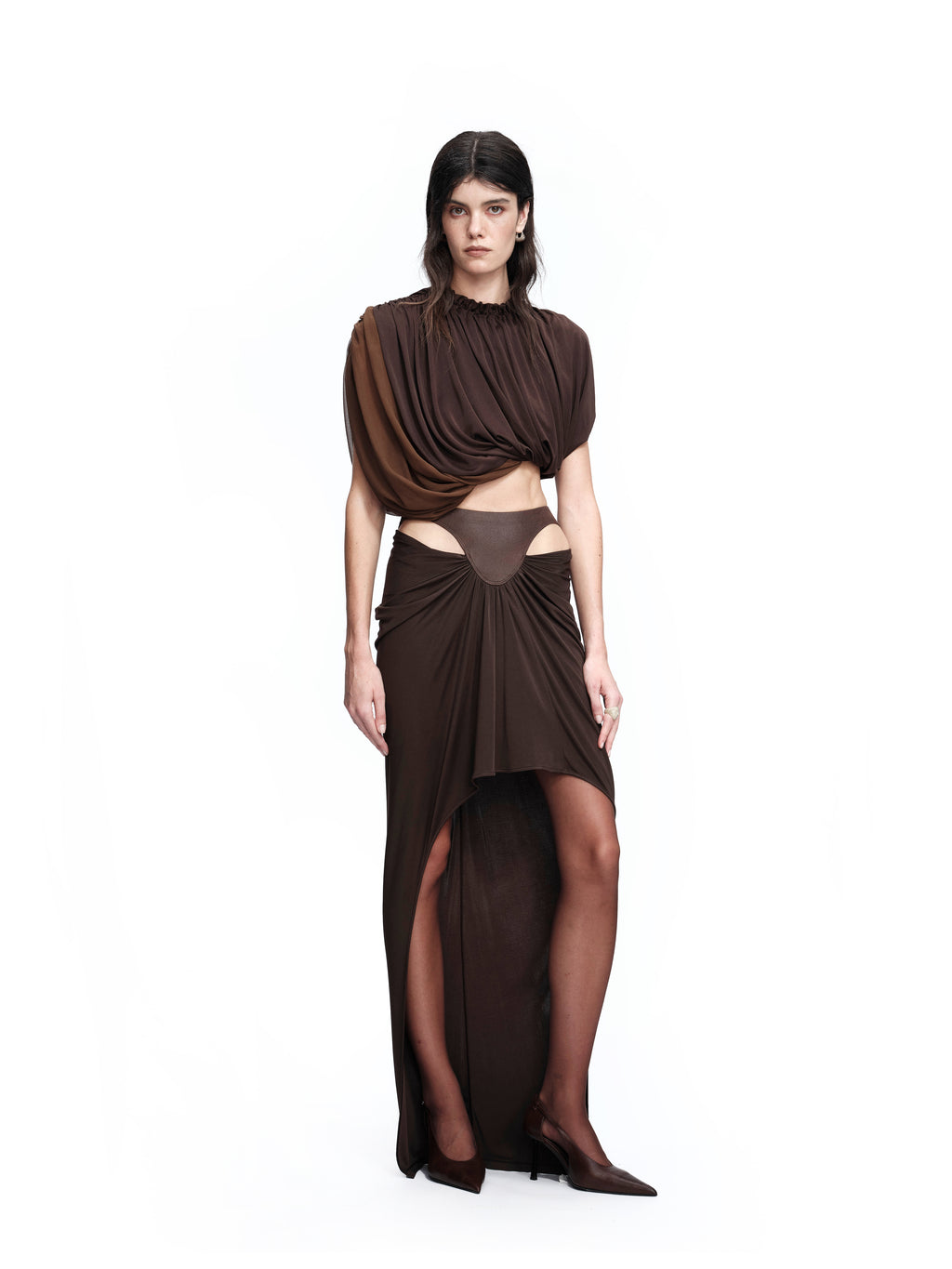 MU LAN MIDI SKIRT COFFEE
