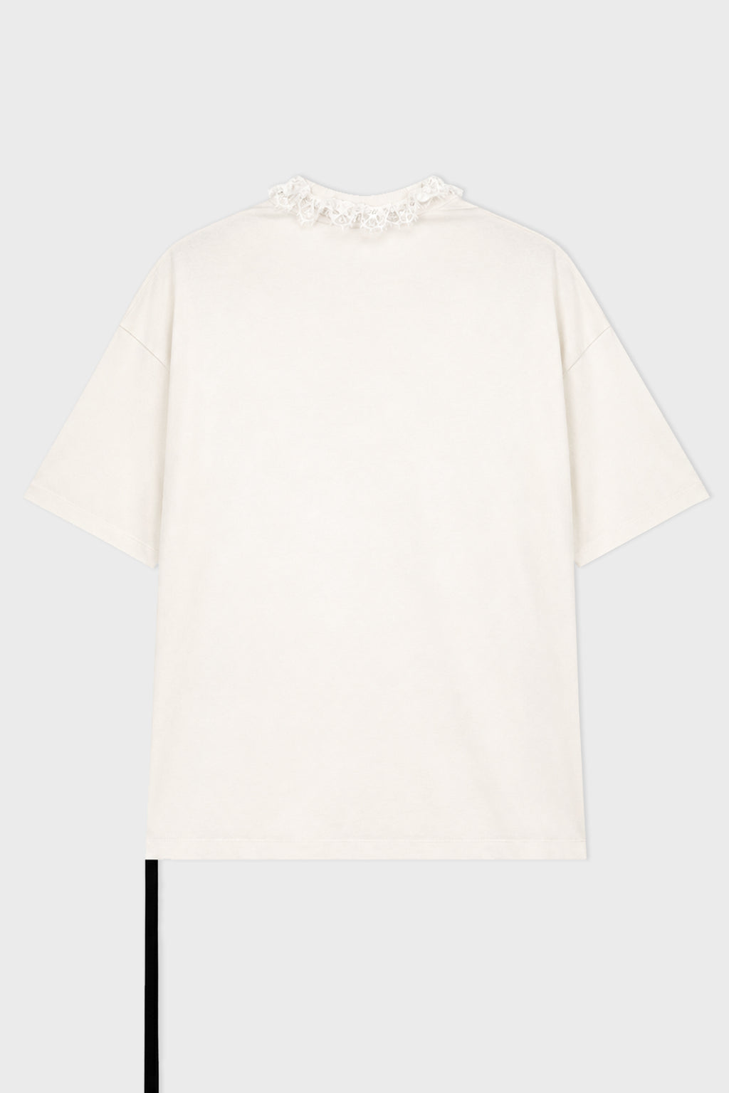 IDUN HIGH COMFORT T-SHIRT WITH DETACHABLE PLASTRON COLLAR AND LACE RUFFLES IVORY