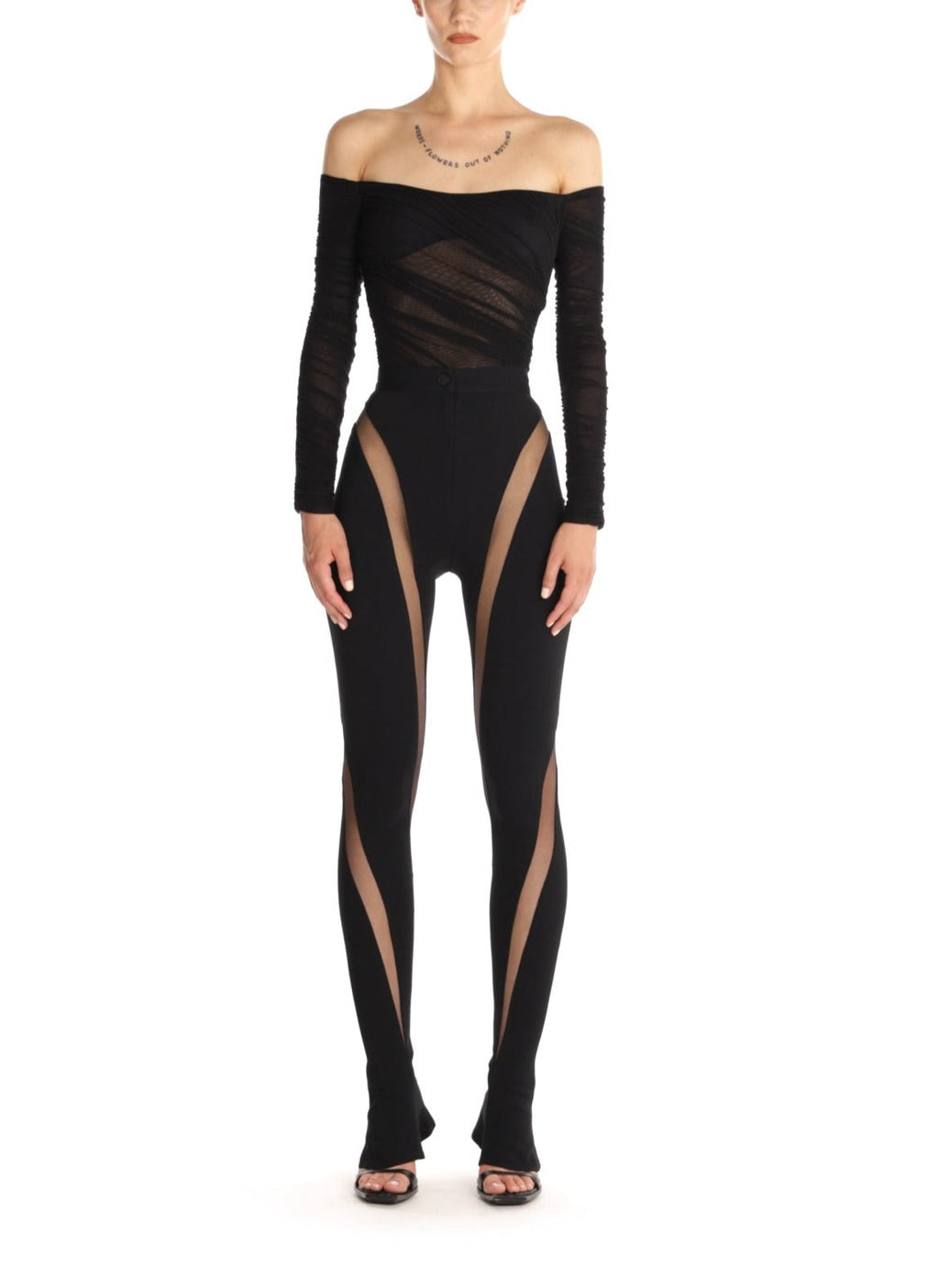 RUCHED MESH BODYSUIT