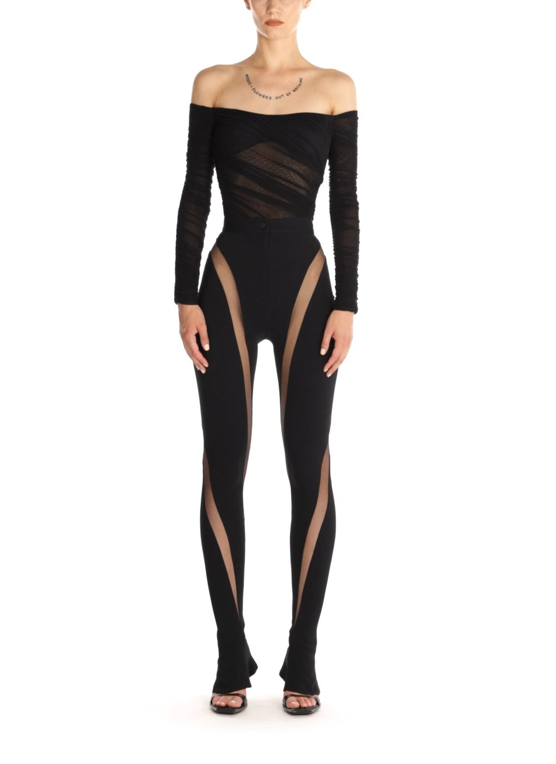 RUCHED MESH BODYSUIT