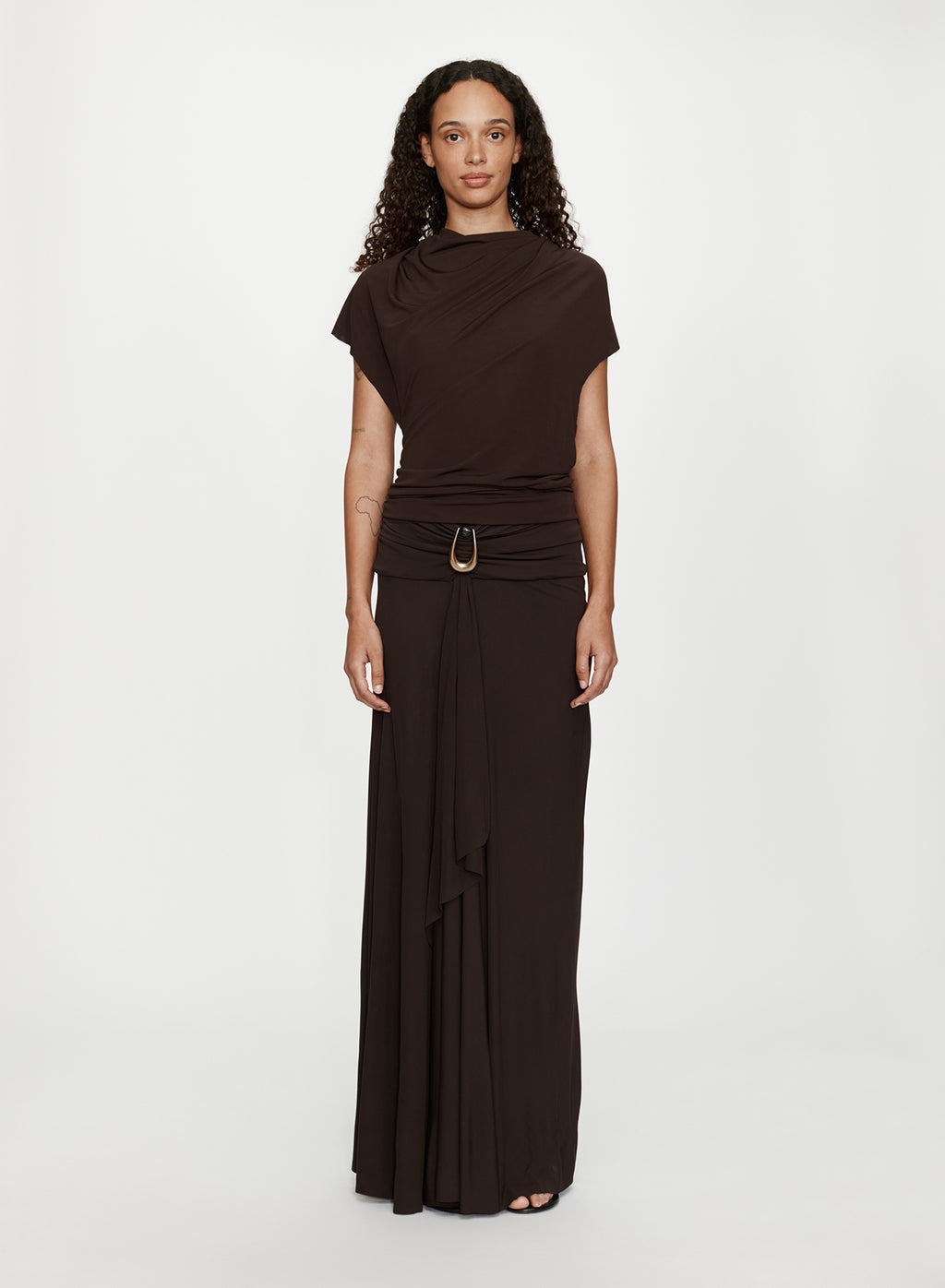 STONE PIN CASCADE SKIRT UMBER