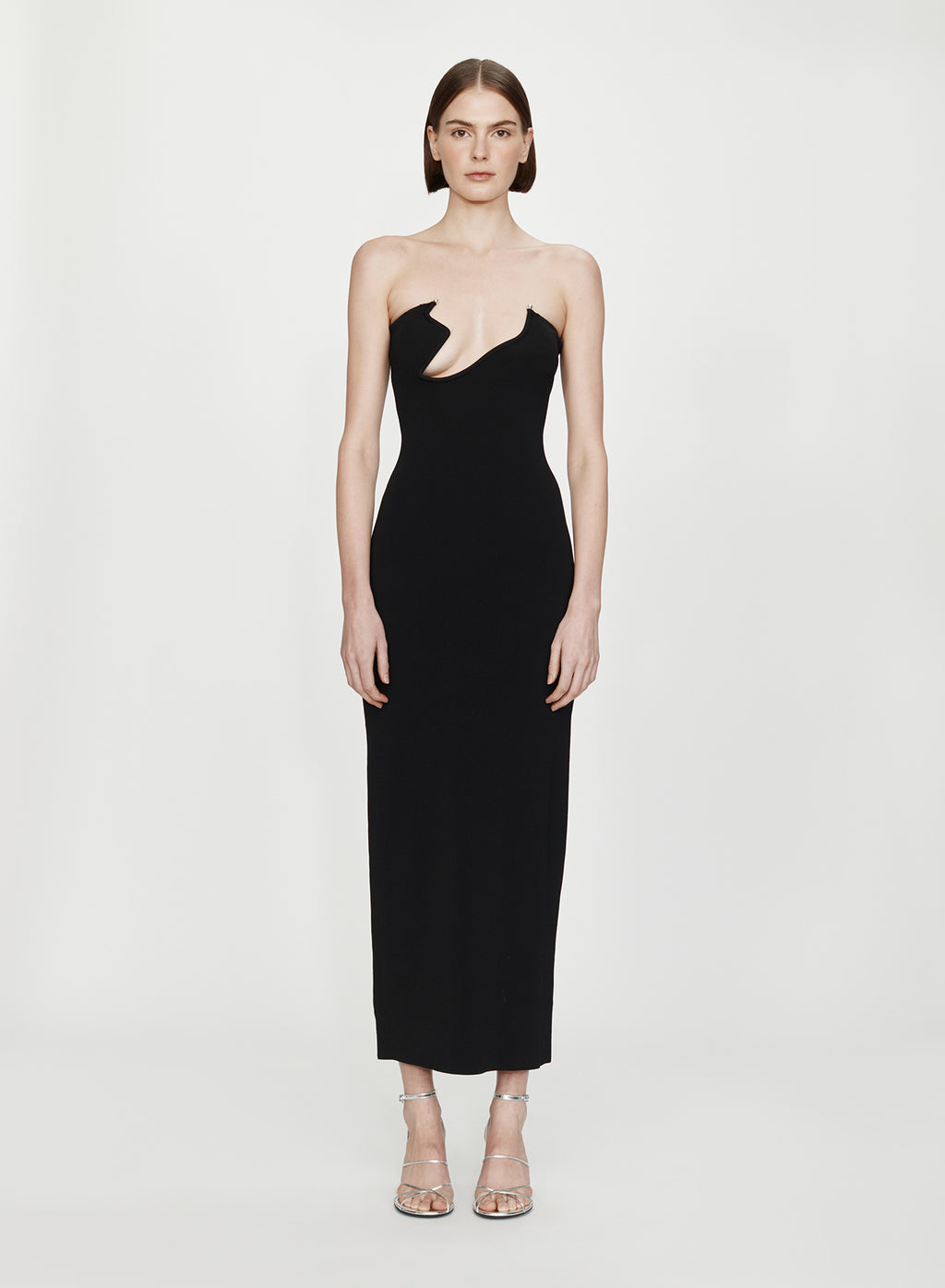 ODESSA ARCED COLUMN KNIT DRESS BLACK