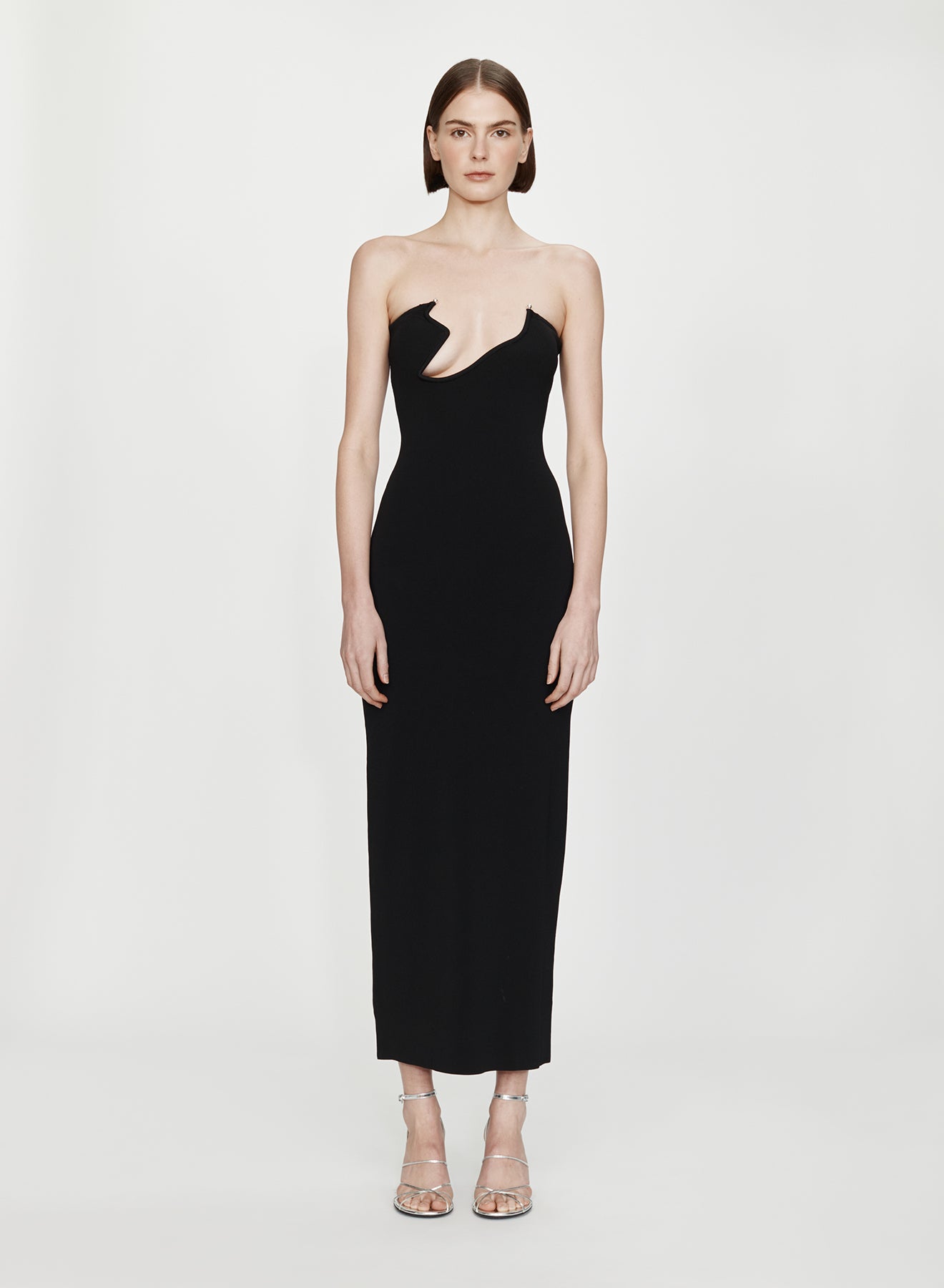 ODESSA ARCED COLUMN KNIT DRESS BLACK