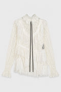 HAGINA RUFFLED PLASTRON TOP NATURAL WHITE