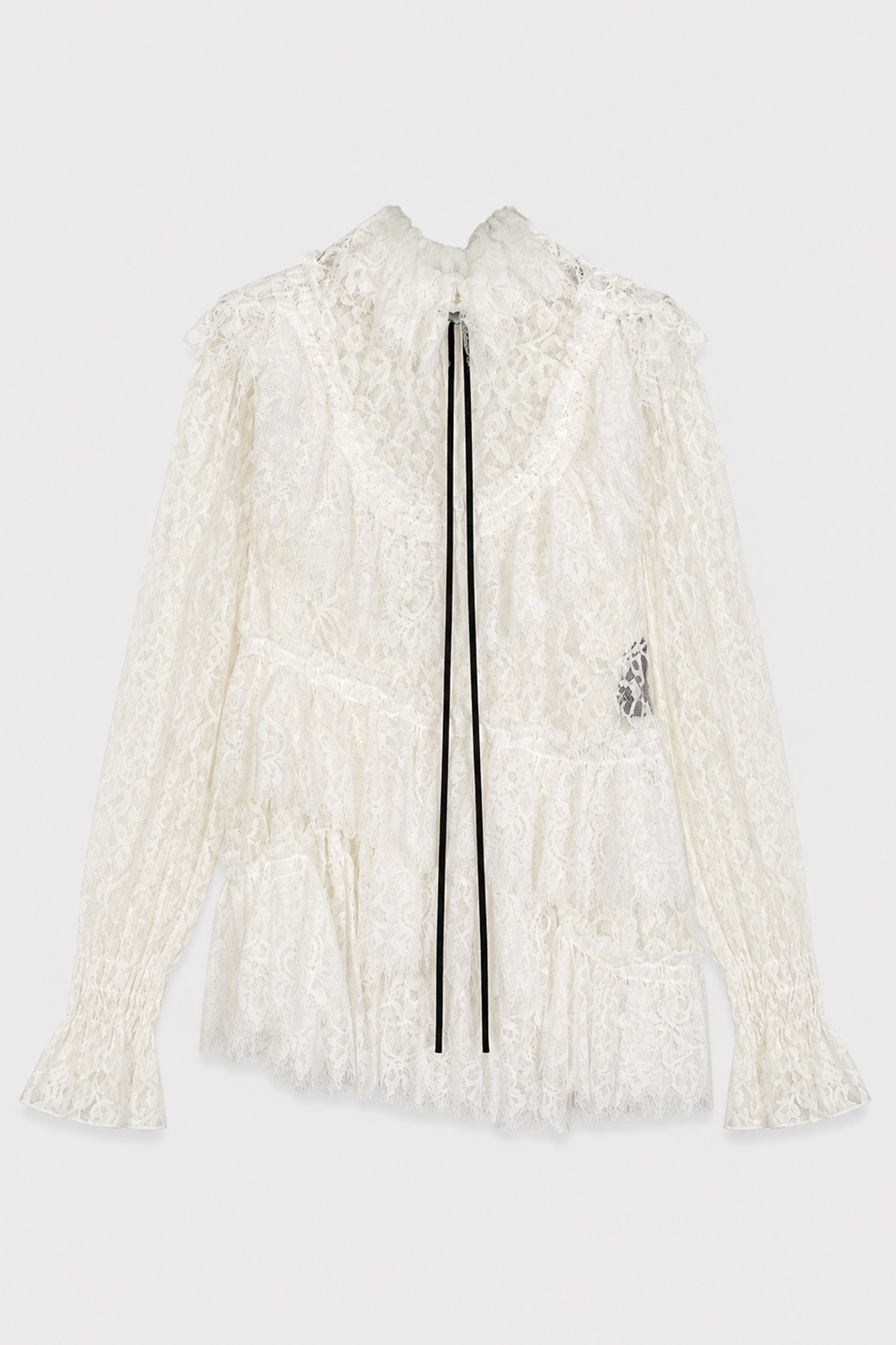 HAGINA RUFFLED PLASTRON TOP NATURAL WHITE