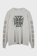 BIKER CROSS WAFFLE LONGSLEEVE GREY MELANGE