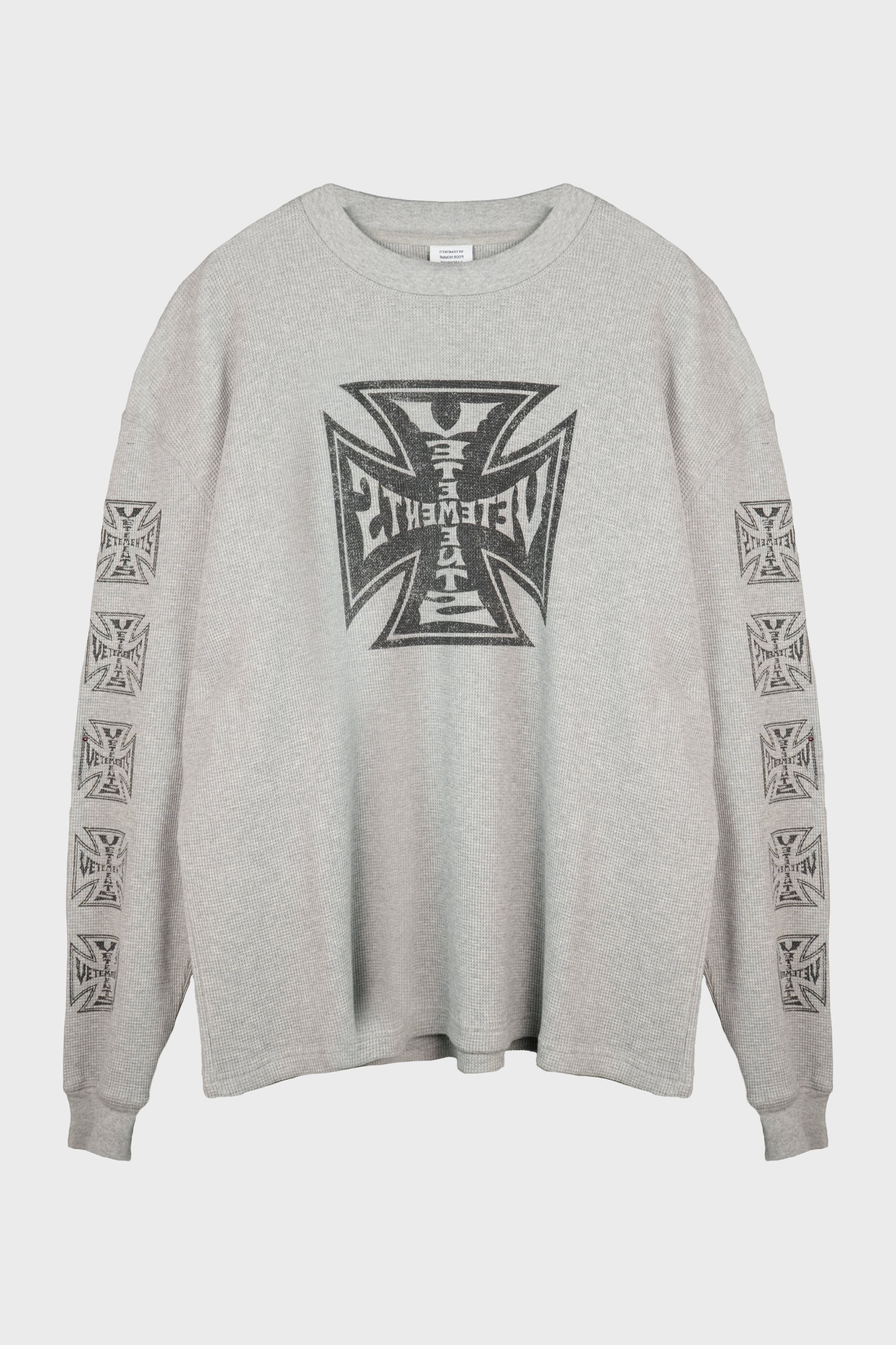 BIKER CROSS WAFFLE LONGSLEEVE GREY MELANGE