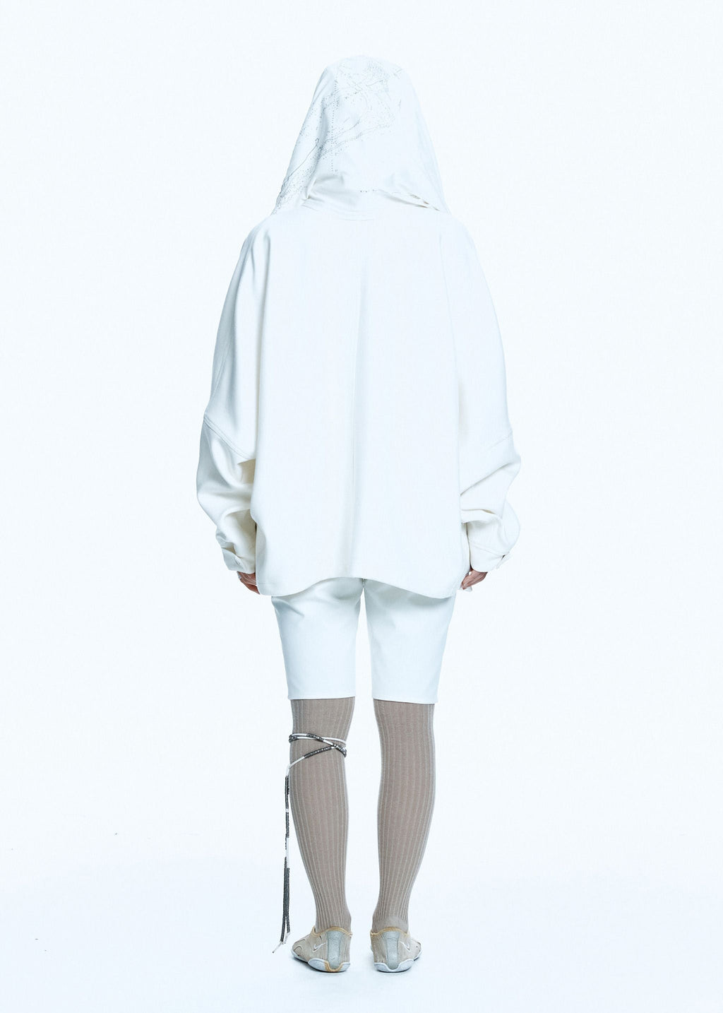 HOODED JACKET w/ GRAPHIC MUFFLER IVORY