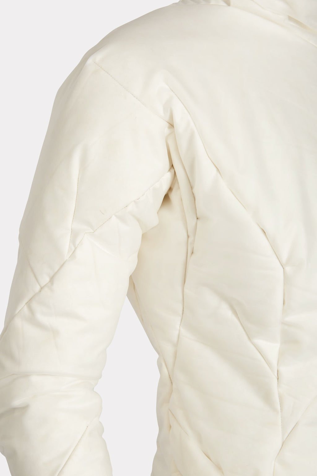 White Distortion Curved Down Coat