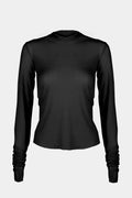 CROPPED HOODED RIB LS T BLACK